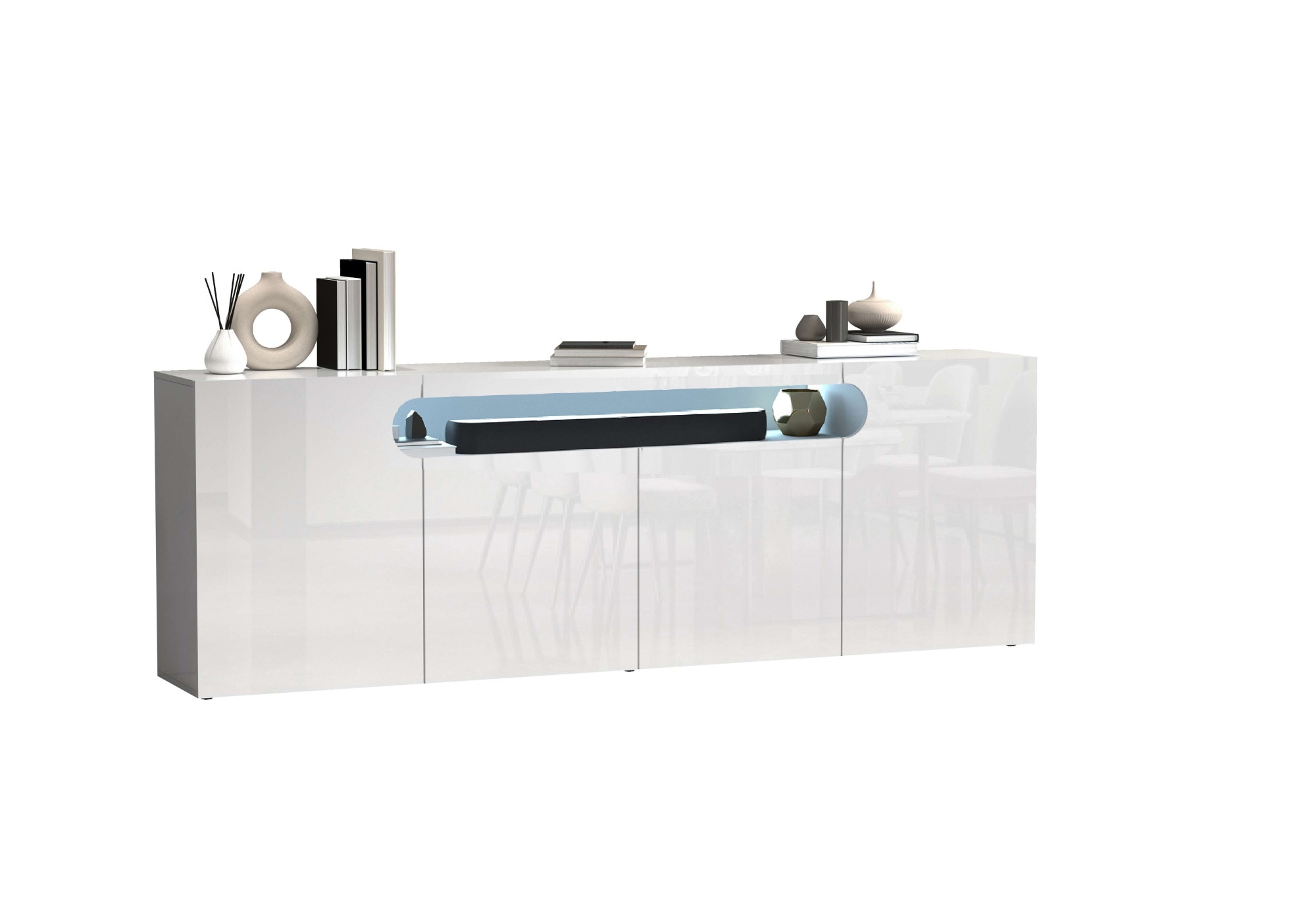 OTTO home Sideboard »Sideboard REAL, Kommode, Schrank, Kredenz« 1 Stk. tlg. Mit 4 Türen, davon 2 abgerundet, die ein ovales offenes Fach bilden