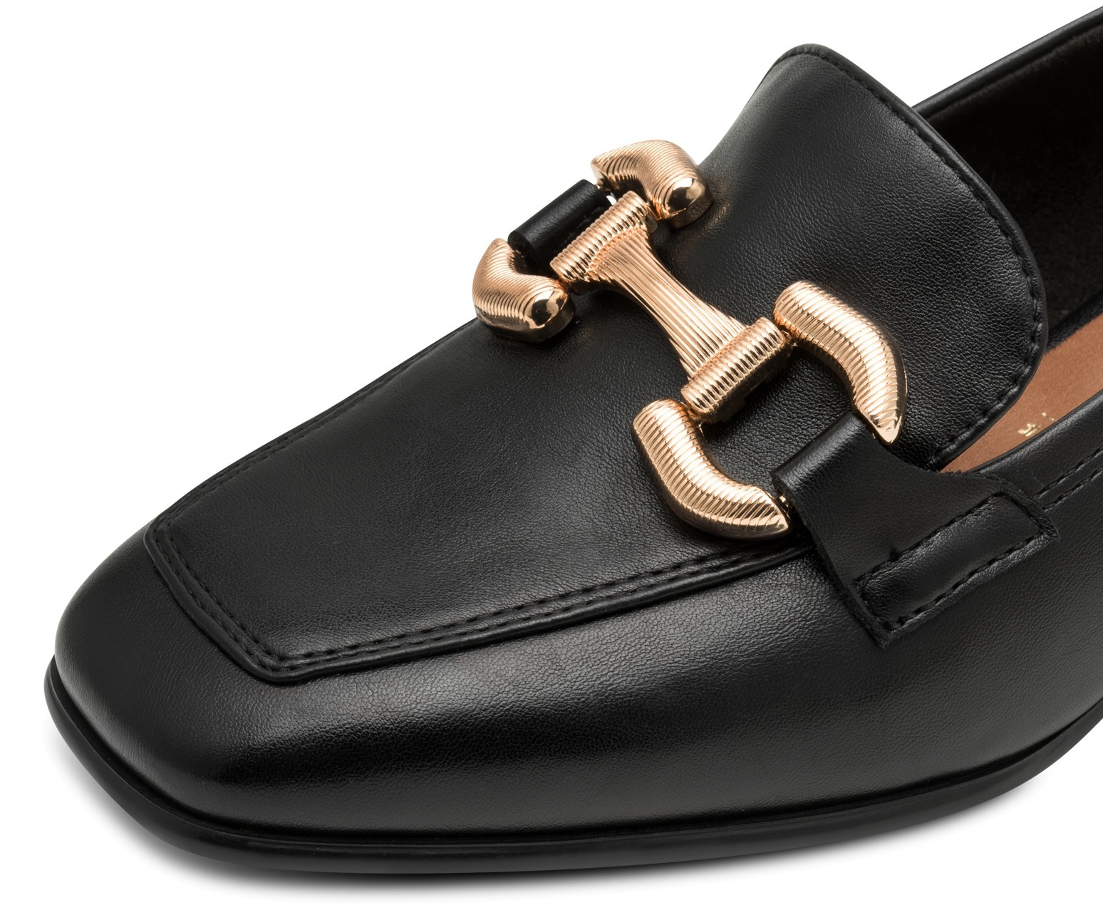 Tamaris Pumps, Blockabsatz, Businesschuh, Slipper mit goldfarbenem Schmuckelement