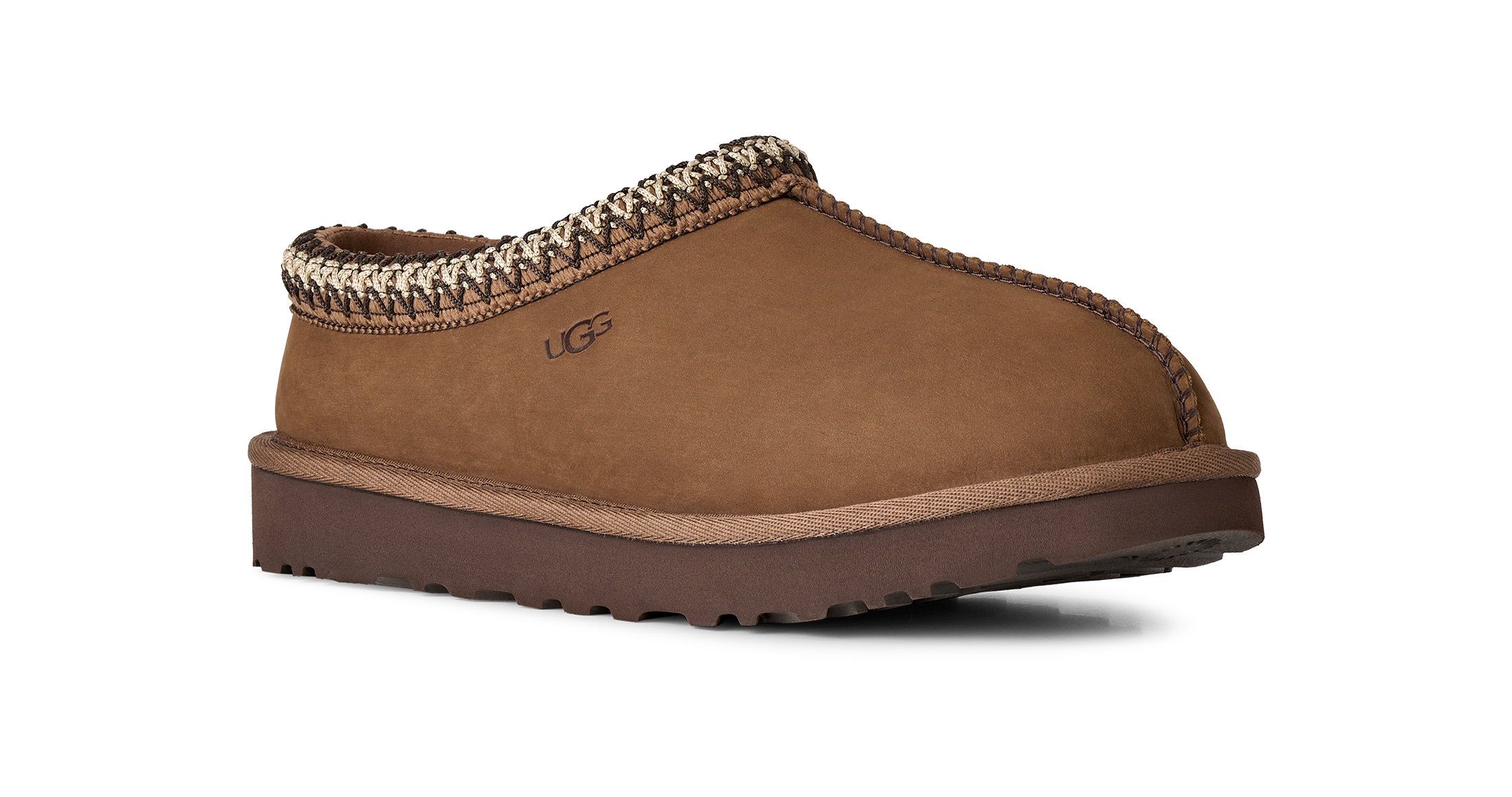 UGG Pantoffel »W TASMAN NUBUCK«  Slipper, Schlupfschuh mit Textilborde im Ethno-Style