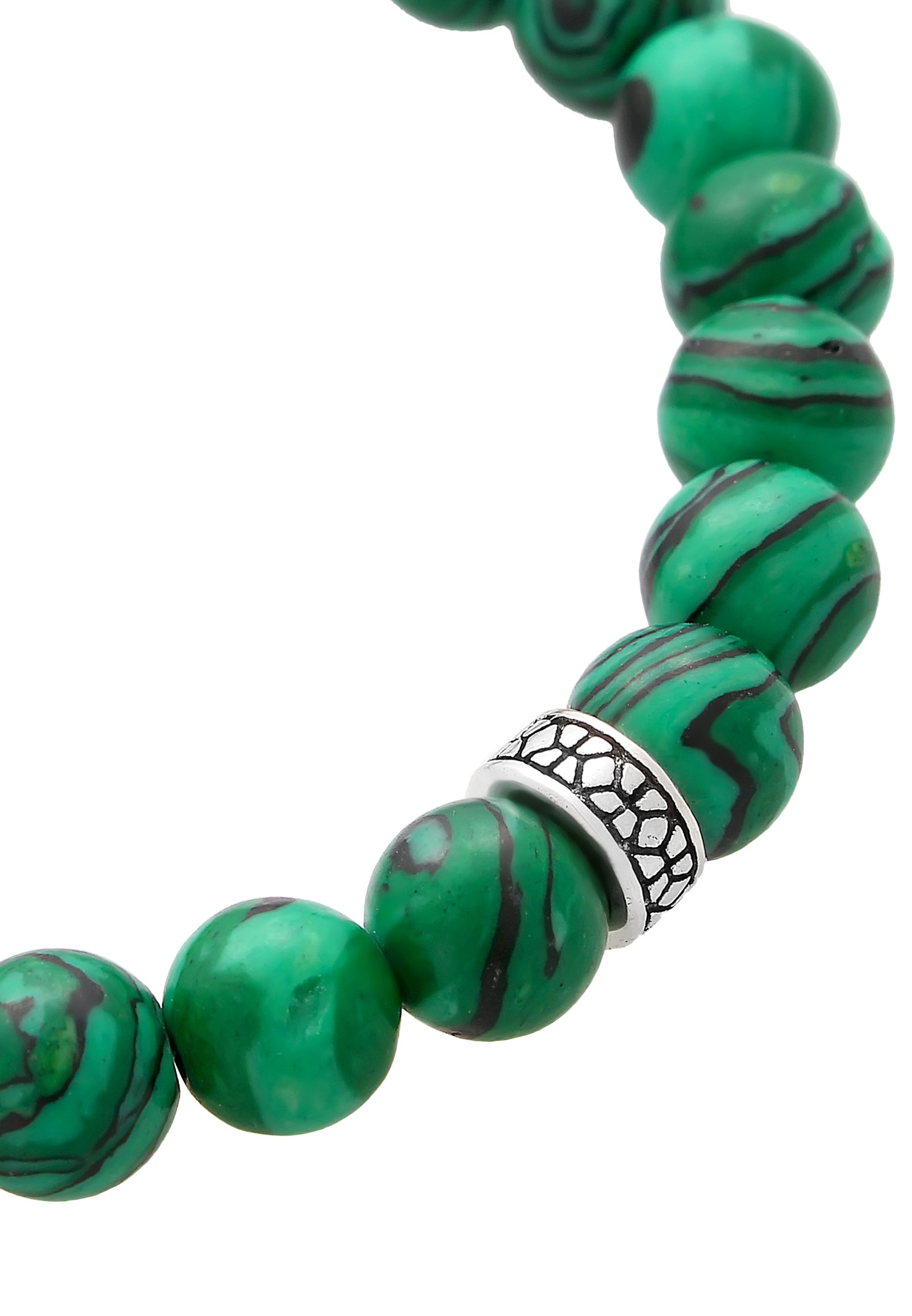 Kuzzoi Armkette »Armband Herren synth. Malachit Bead Oxidiert 925 Silber«