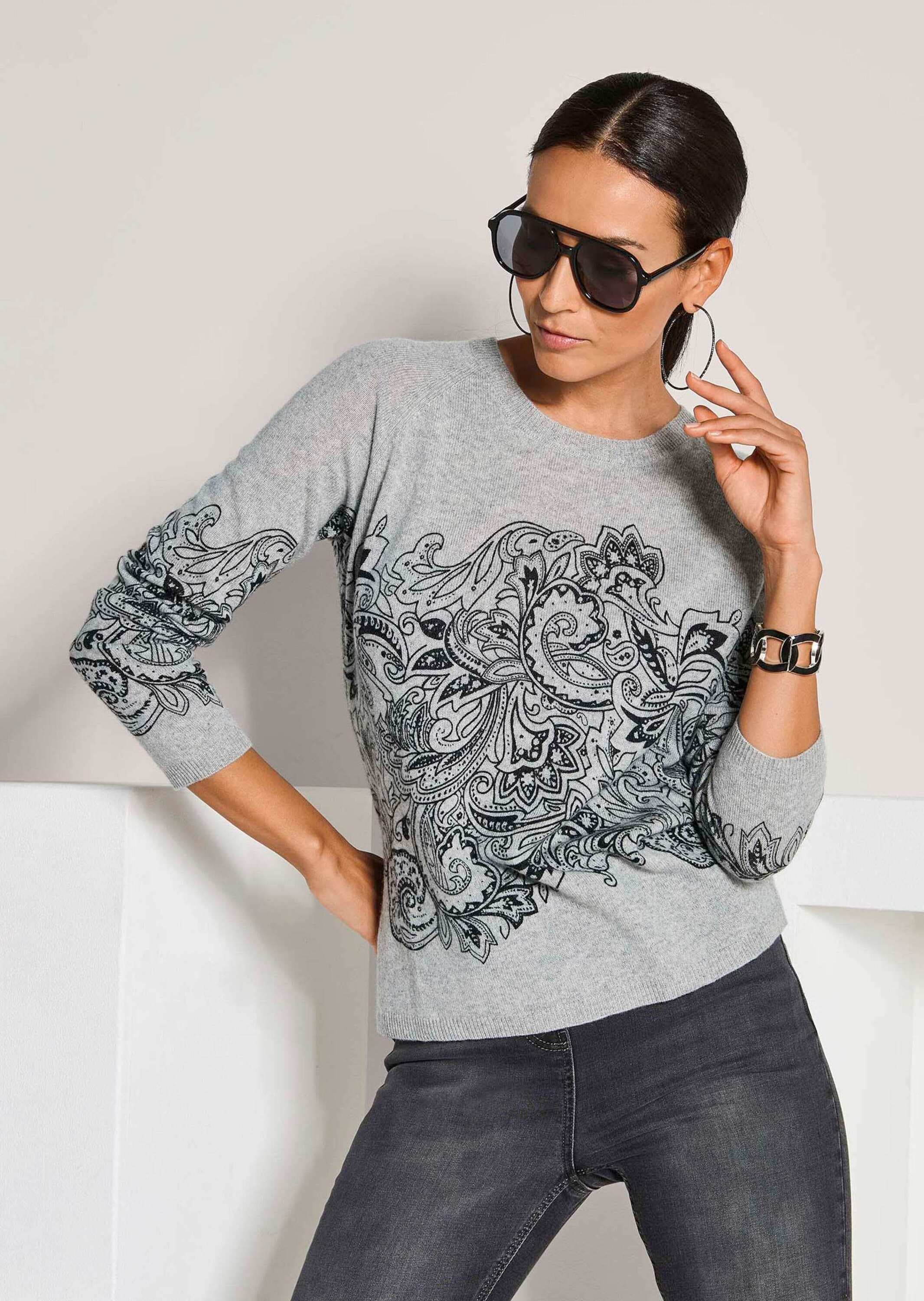 MADELEINE Longpullover »Kaschmirpullover Kaschmirpullover mit einzigartigem Print« Wertvoller Druck auf Kaschmir