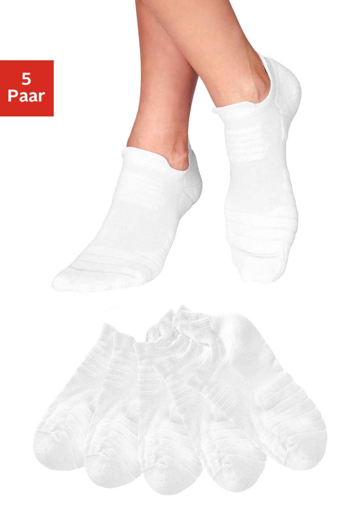 LASCANA ACTIVE Sneakersocken, (Packung, 5 Paar), mit Frottee Details