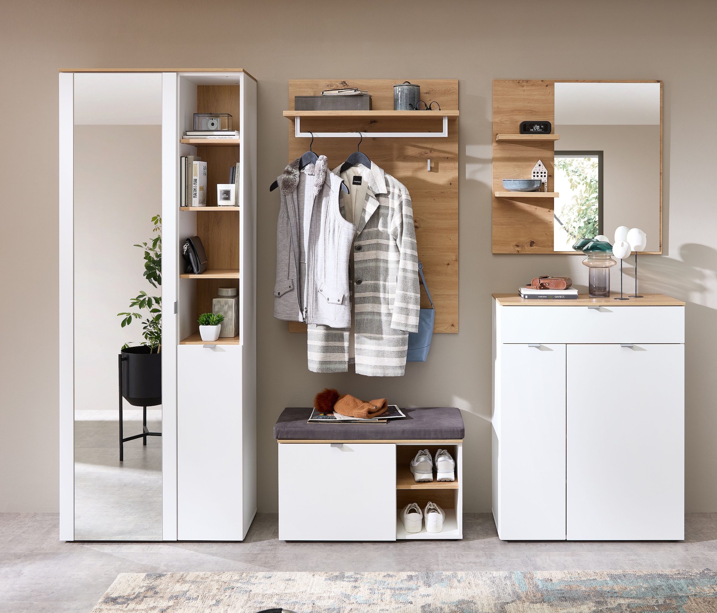Innostyle Garderoben-Set »Bari Garderobenprogarmm, BxHxT 264x202x38 cm«, (Set, 5 St.), Besteht aus 5 Typen