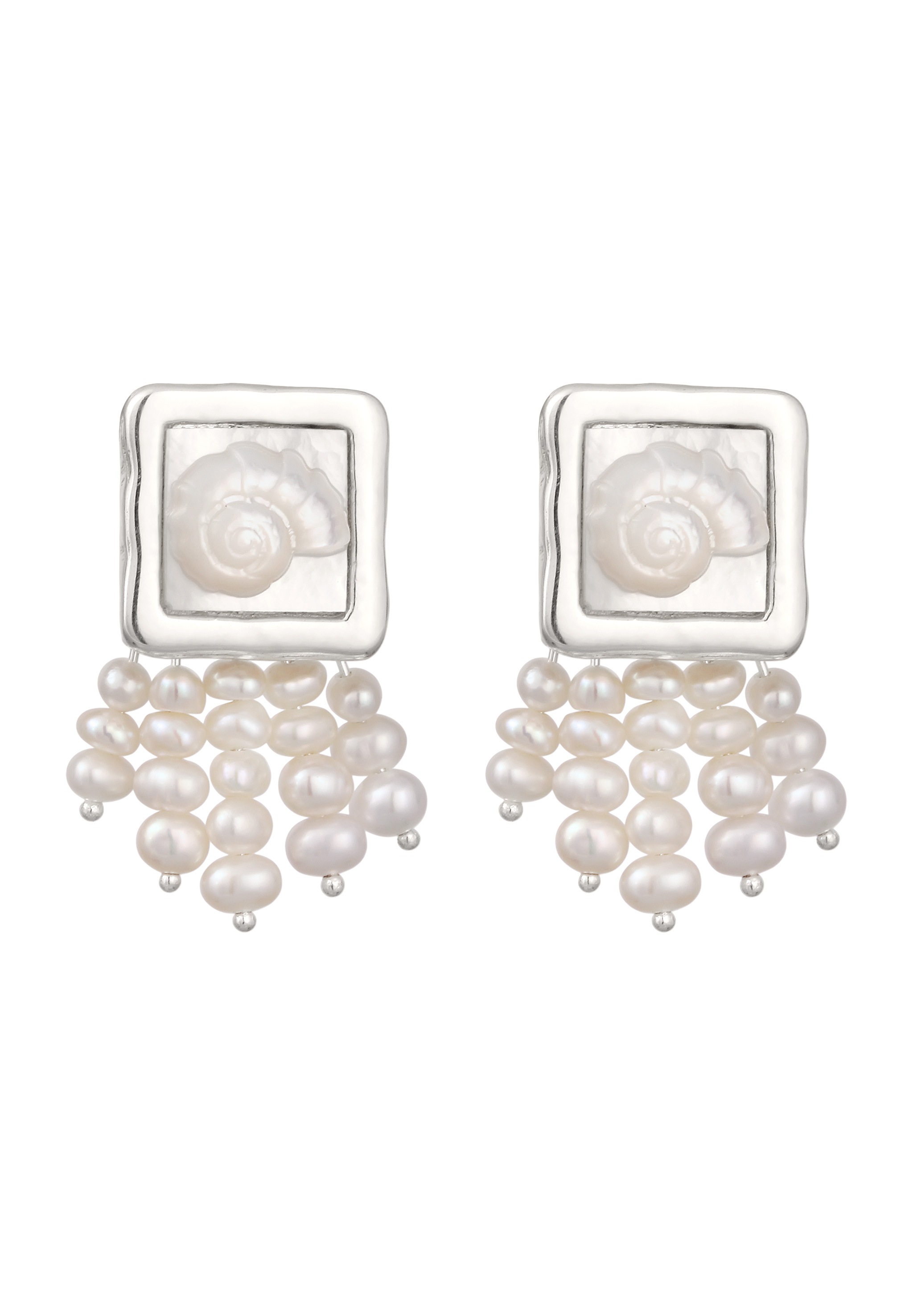 HAZE & GLORY Paar Ohrstecker »Ohrringe Ohrstecker Perlmutt Muschel Süßwasserzuchtperlen Weiß 925 Sterling Silber«