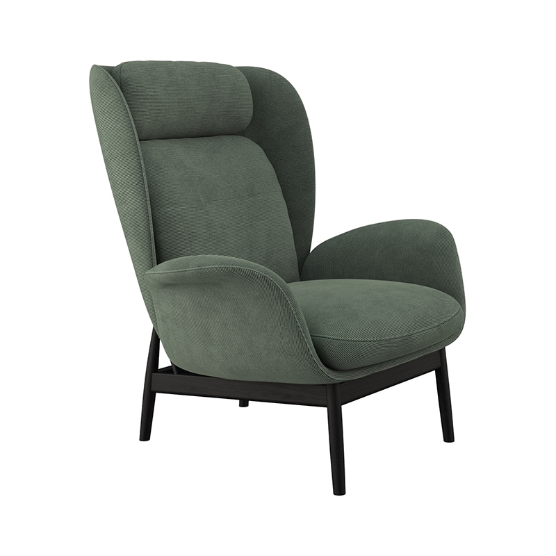 FLEXLUX Ohrensessel »Padova Scandic Design Sessel, erstklassiger Sitz- und Wohlfühlkomfort«, Stil & Komfort, organische Form, Ledenstütze integriert, Fuß schwarz