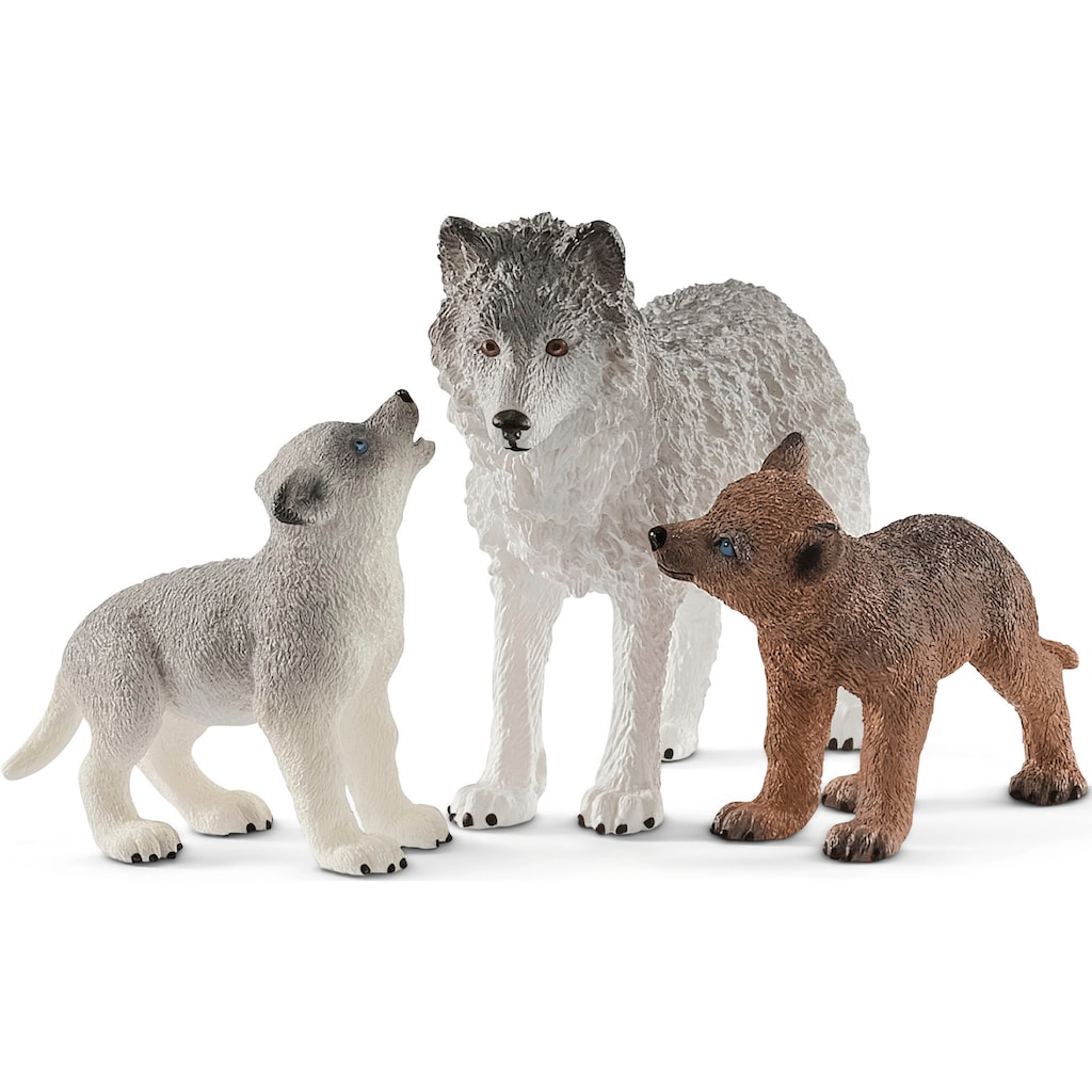 Schleich® Spielfigur »WILD LIFE, Wolfsmutter mit Welpen (42472)«, (Set)