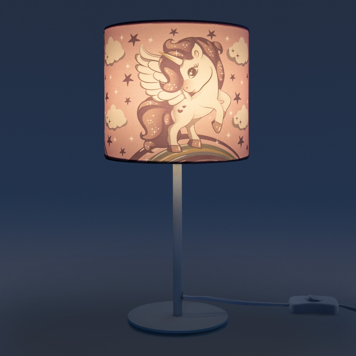 Paco Home Tischleuchte »Cosmo 213«, 1 flammig, Leuchtmittel E14 | ohne Leuchtmittel, Kinderlampe LED Kinderzimmer, Einhorn Lampe, Mädchen Tischleuchte E14