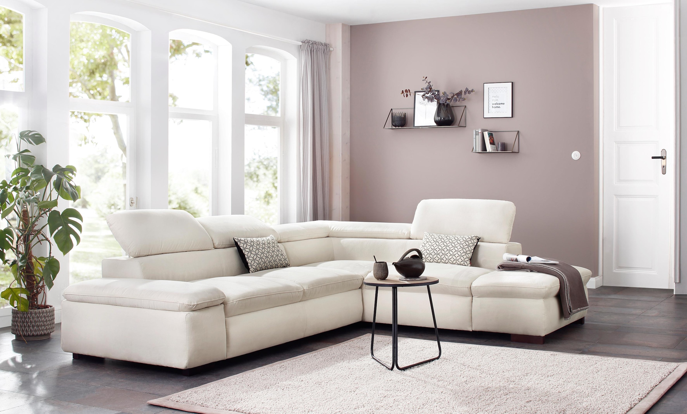 Home affaire Ecksofa »Alberto L-Form« mit Kopfteilverstellung, wahlweise mit Bettfunktion