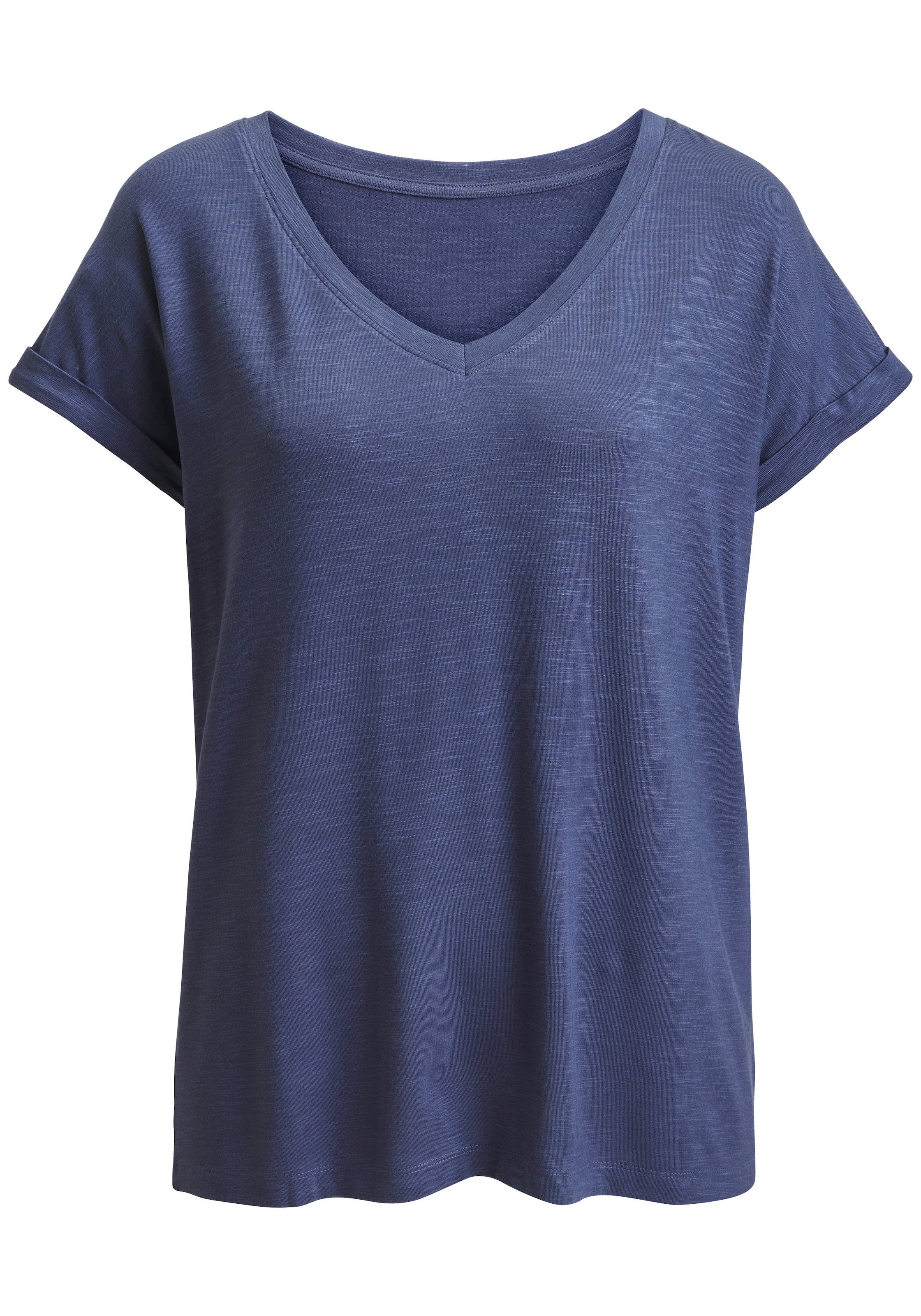 Beachtime V-Shirt »mit fixiertem Ärmelumschlag« 1 aus elastischer Viskose-Qualität