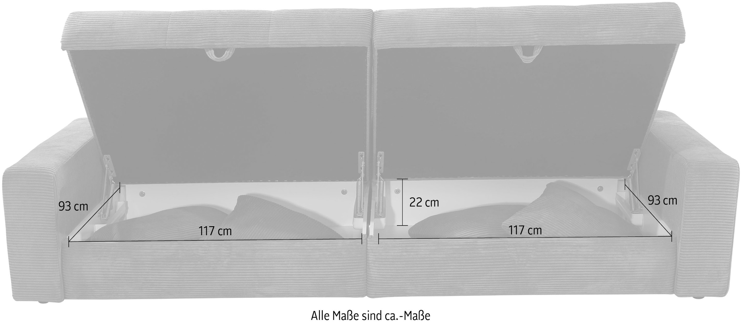 Jockenhöfer Gruppe Big-Sofa »Space« XXL, B: 284cm, 2x großer Stauraum, Wellenfederung, inkl. Kissen