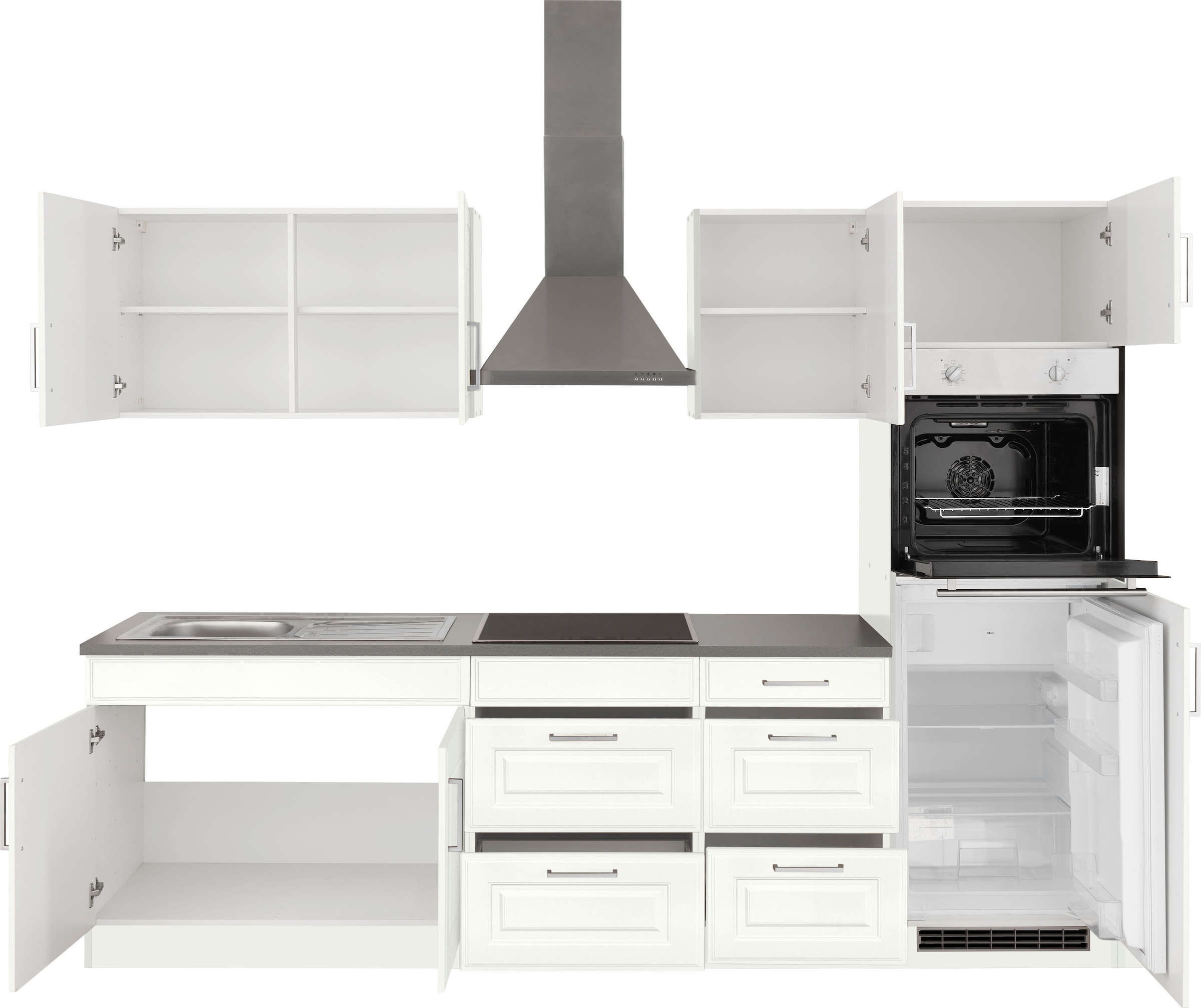 Fronten hochwertigen bei MÖBEL OTTO Breite Küchenzeile im HELD 270 mit »Stockholm«, MDF cm, Landhaus-Stil