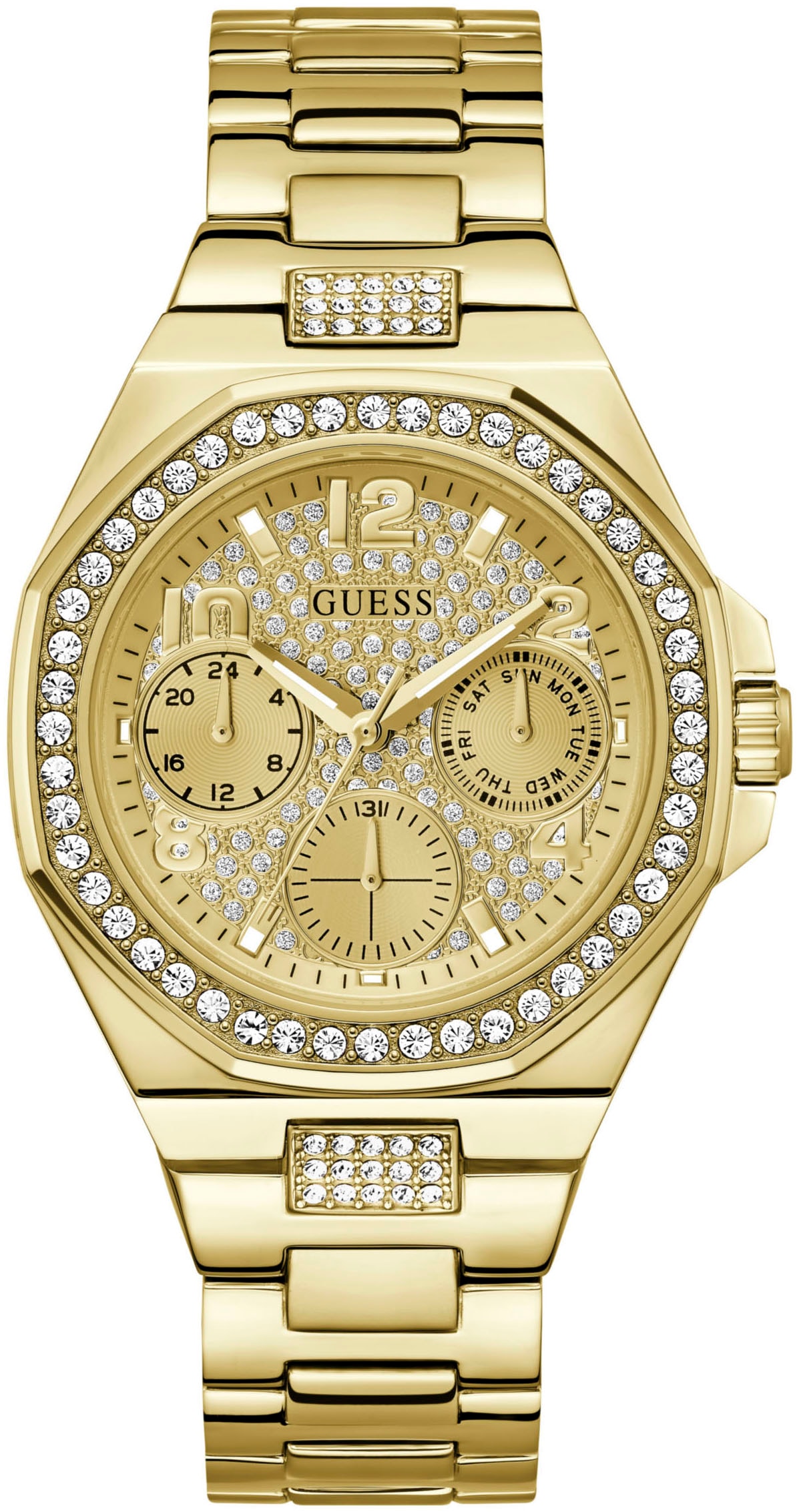 Guess Multifunktionsuhr »LADY EMPIRE«, Quarzuhr, Armbanduhr, Damenuhr, Datum, 12/24-Std.-Anzeige