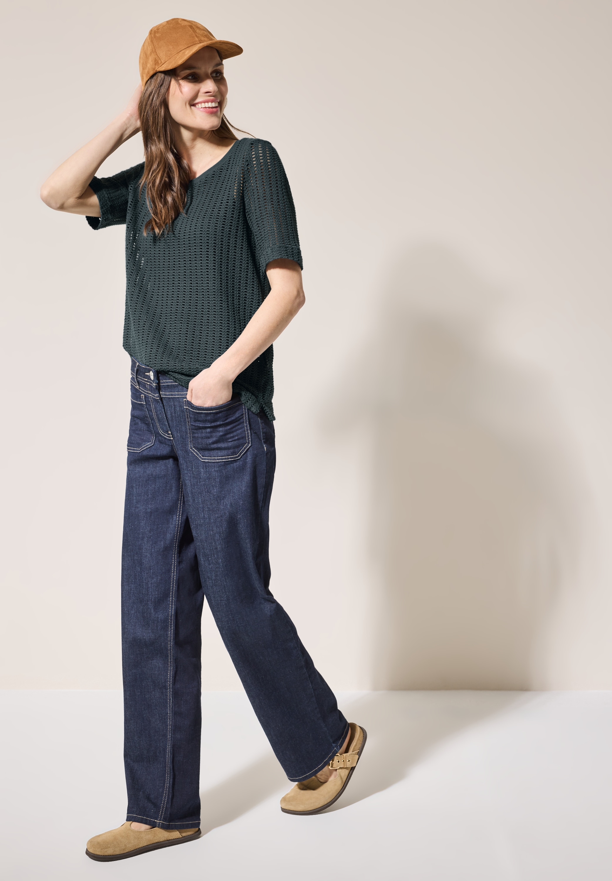 Cecil T-Shirt, mit Strickstruktur und Lochmuster