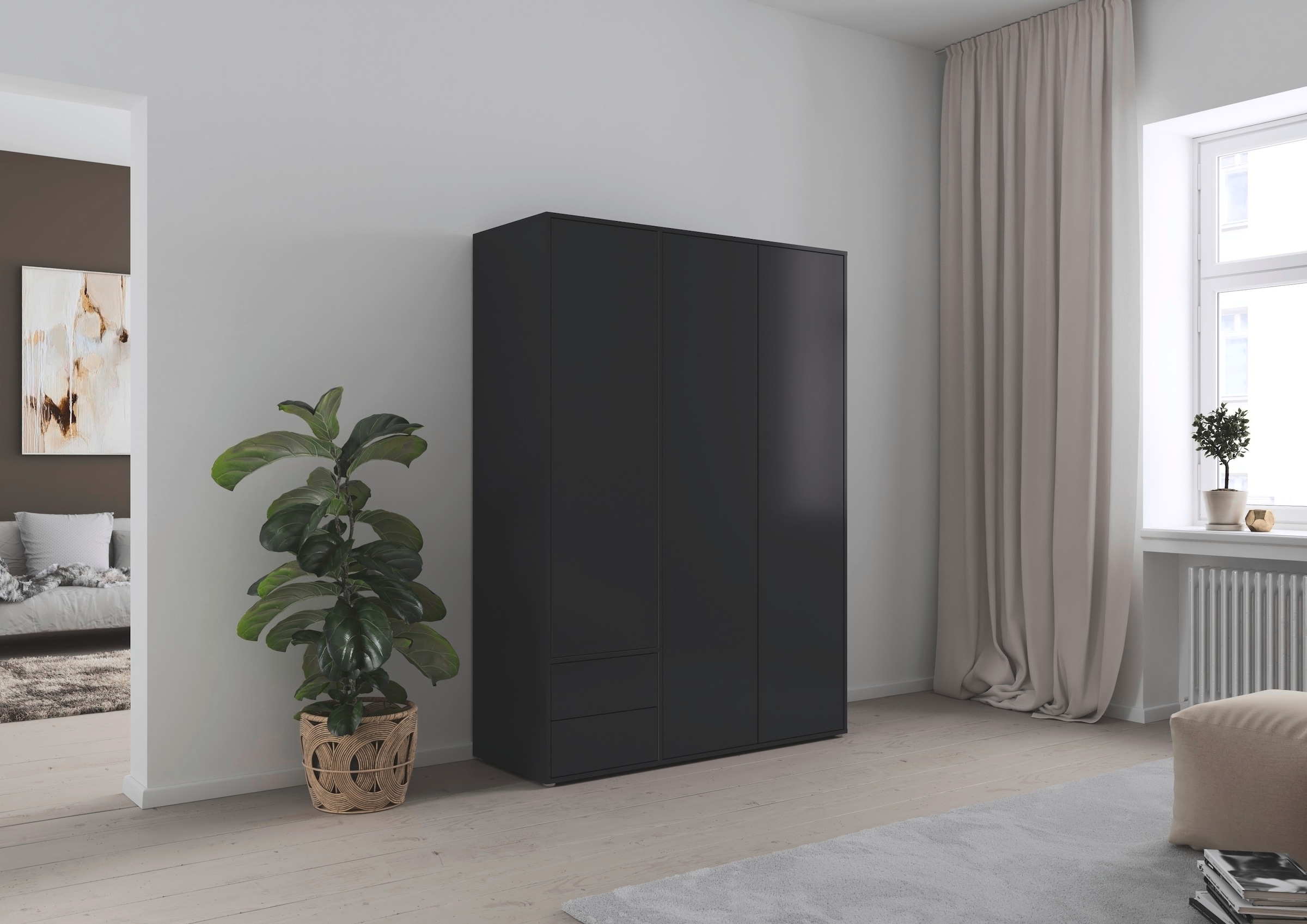 rauch Drehtürenschrank »Kleiderschrank Schrank Garderobe Wäscheschrank NABILA viel Stauraum« in 3 verschiedenen Ausstattungen BASIC/CLASSIC/PREMIUM,  mit 2 Schubladen und Push-to-Open Funktion TOPSELLER MADE IN GERMANY