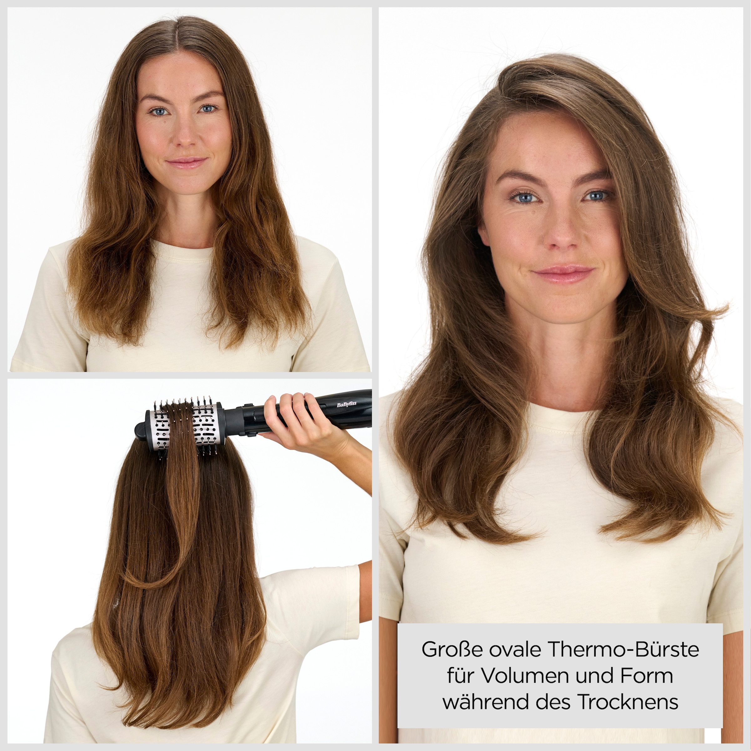 BaByliss Warmluftbürste »BaByliss Style Smooth 1000 Warmluftbürste mit 3 Aufsätzen, AS128E« 3 Aufsätze Rundbürstenföhn, Wet-to-Dry Styling, Ionen-Technologie, 1000W