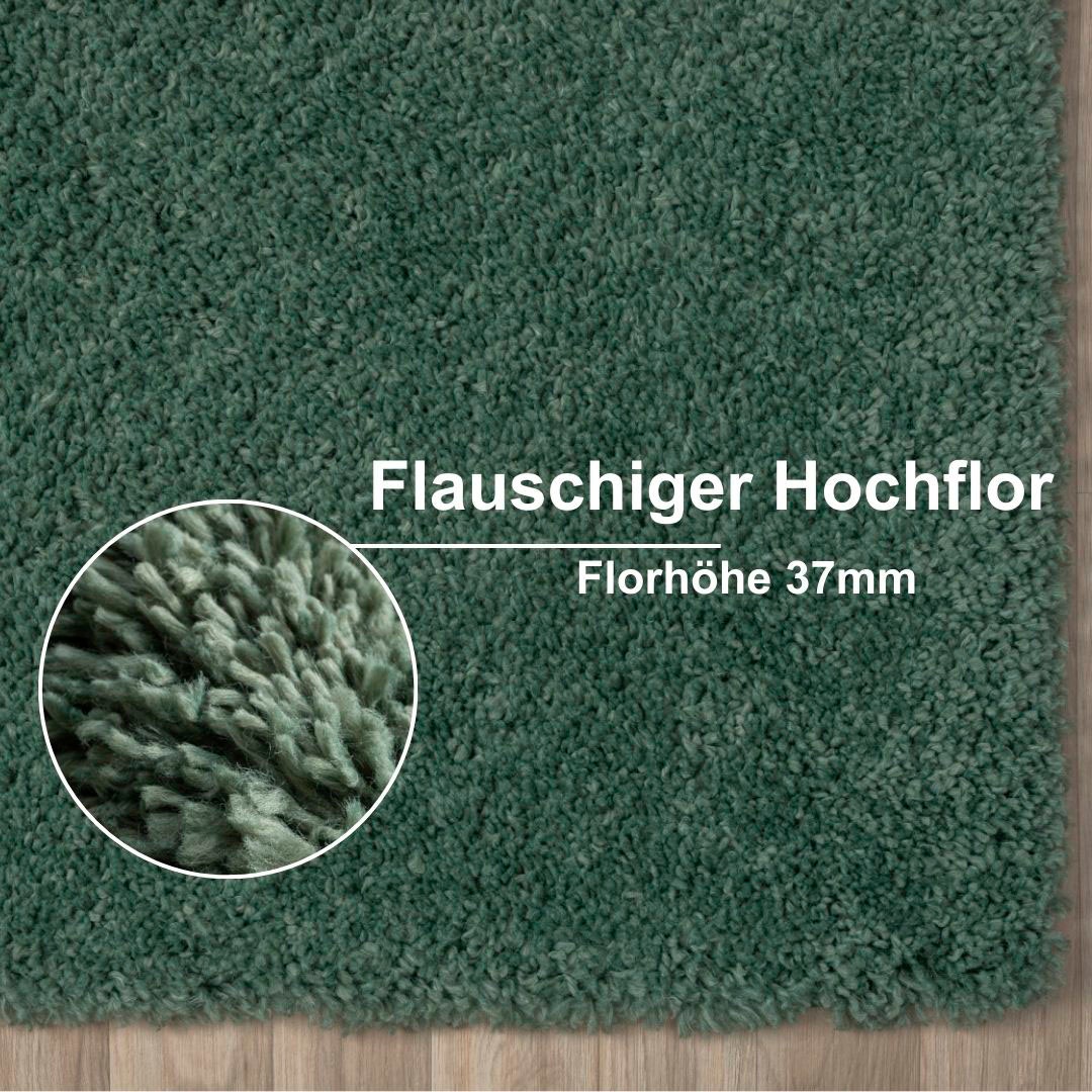 Myflair Möbel & Accessoires Hochflor-Bettumrandung »My Shaggy«, (3 tlg.), Shaggy, Uni-Farben, leicht glänzend, extra flauschig, Läufer-Set