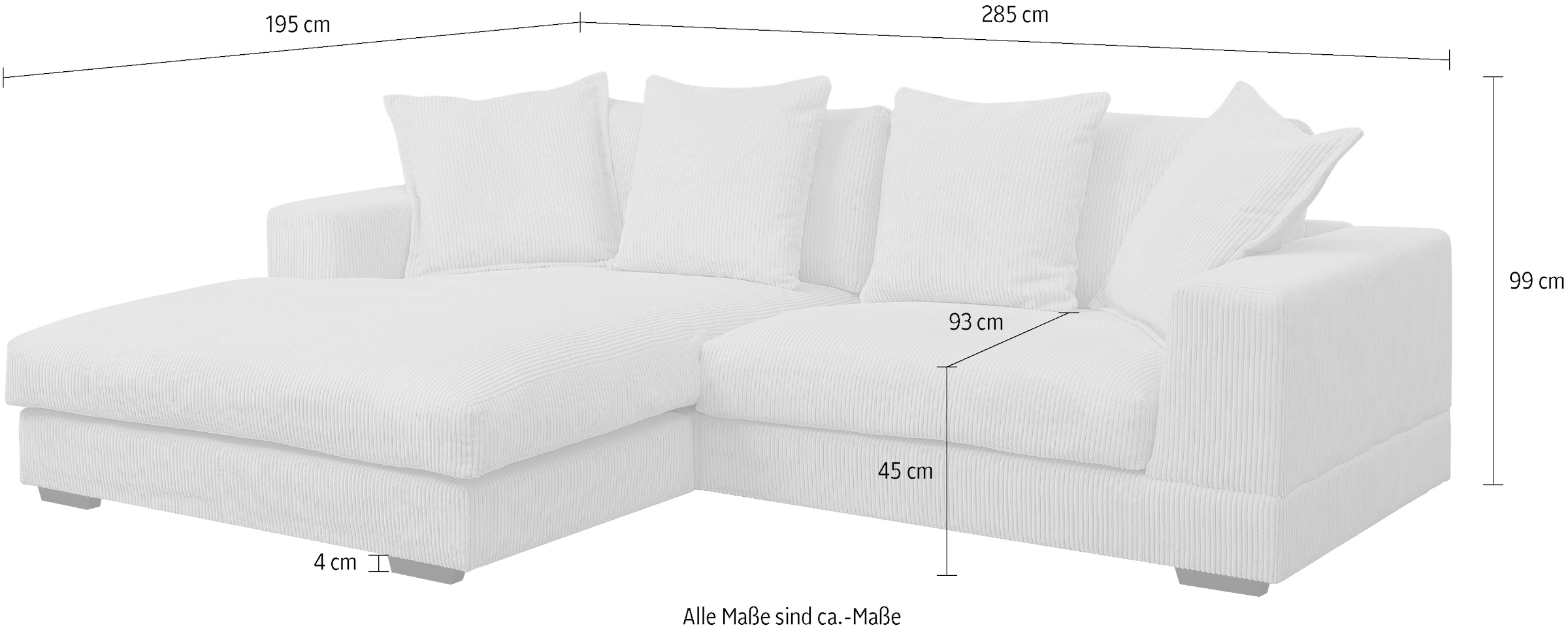 WERK2 Ecksofa »Eldorado, Megasofa, Polsterecke mit viel Platz, Breite 285cm, L-Form«, Design Ecksofa, besonders weicher Sitzkomfort, extra breite Recamiere