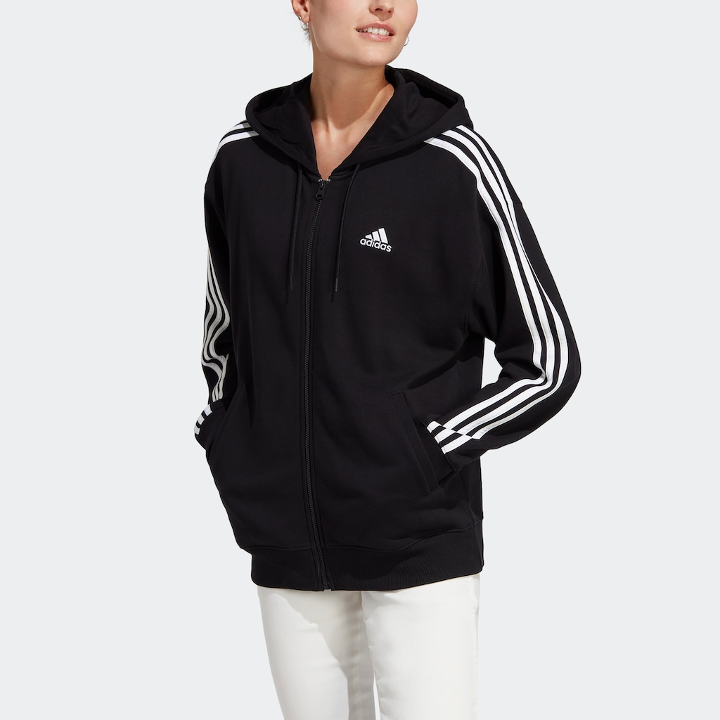 adidas Sportswear Kapuzensweatjacke »ESSENTIALS 3STREIFEN FRENCH TERRY OVERSIZED KAPUZENJACKE«, (1 tlg.)