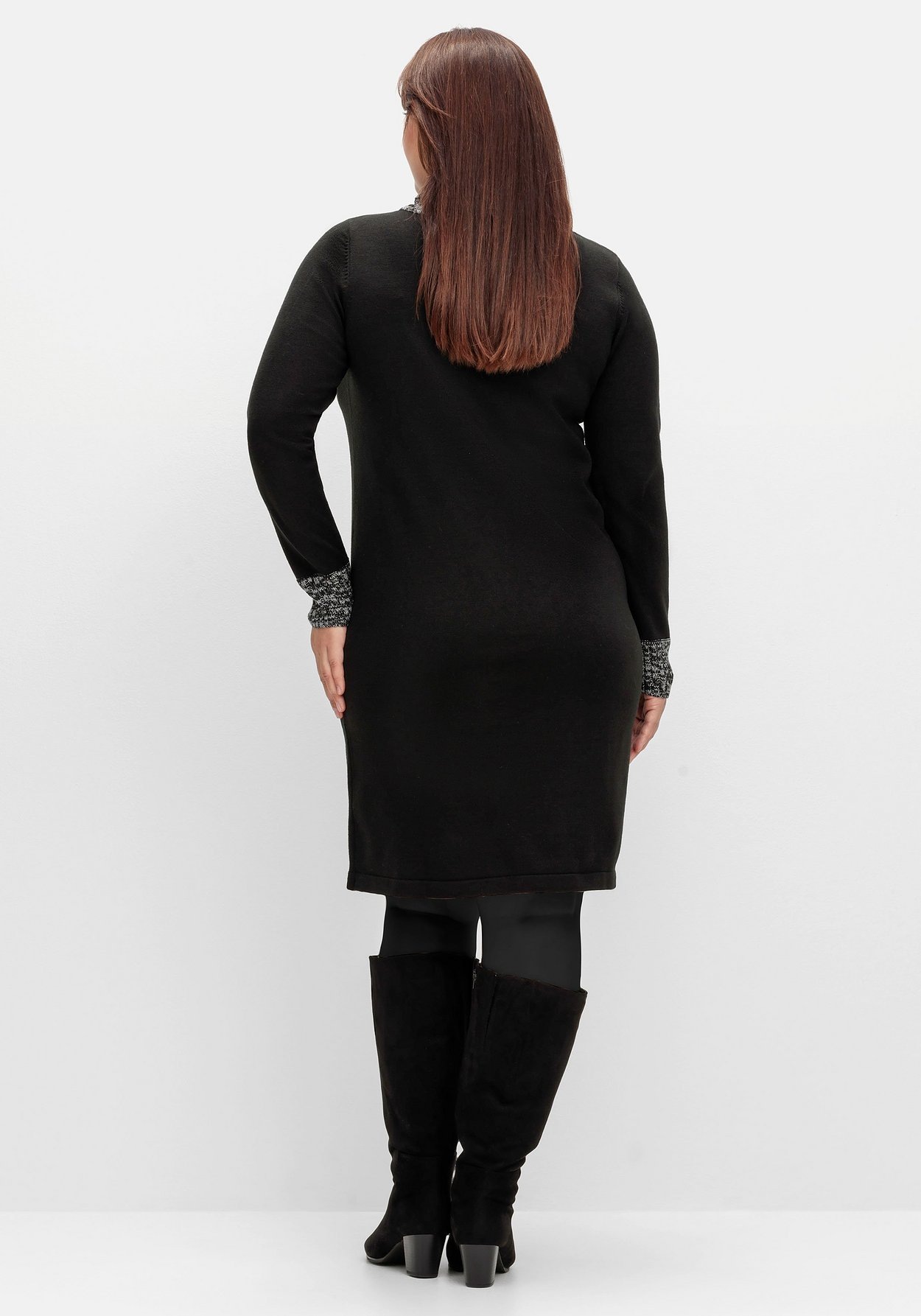 Sheego Strickkleid »Strickkleid mit Schalkragen und Kontrastdetails«