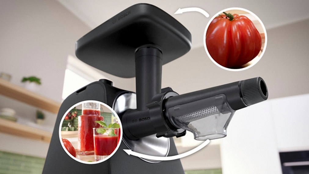 BOSCH Beerenpressenaufsatz »Edelstahl-Scheiben, 2 Siebe fein u. grob, spülmaschinenfest« Saftpresse-Aufsatz, für Fleischwolf MultiPower Serie 4, 6 und 8