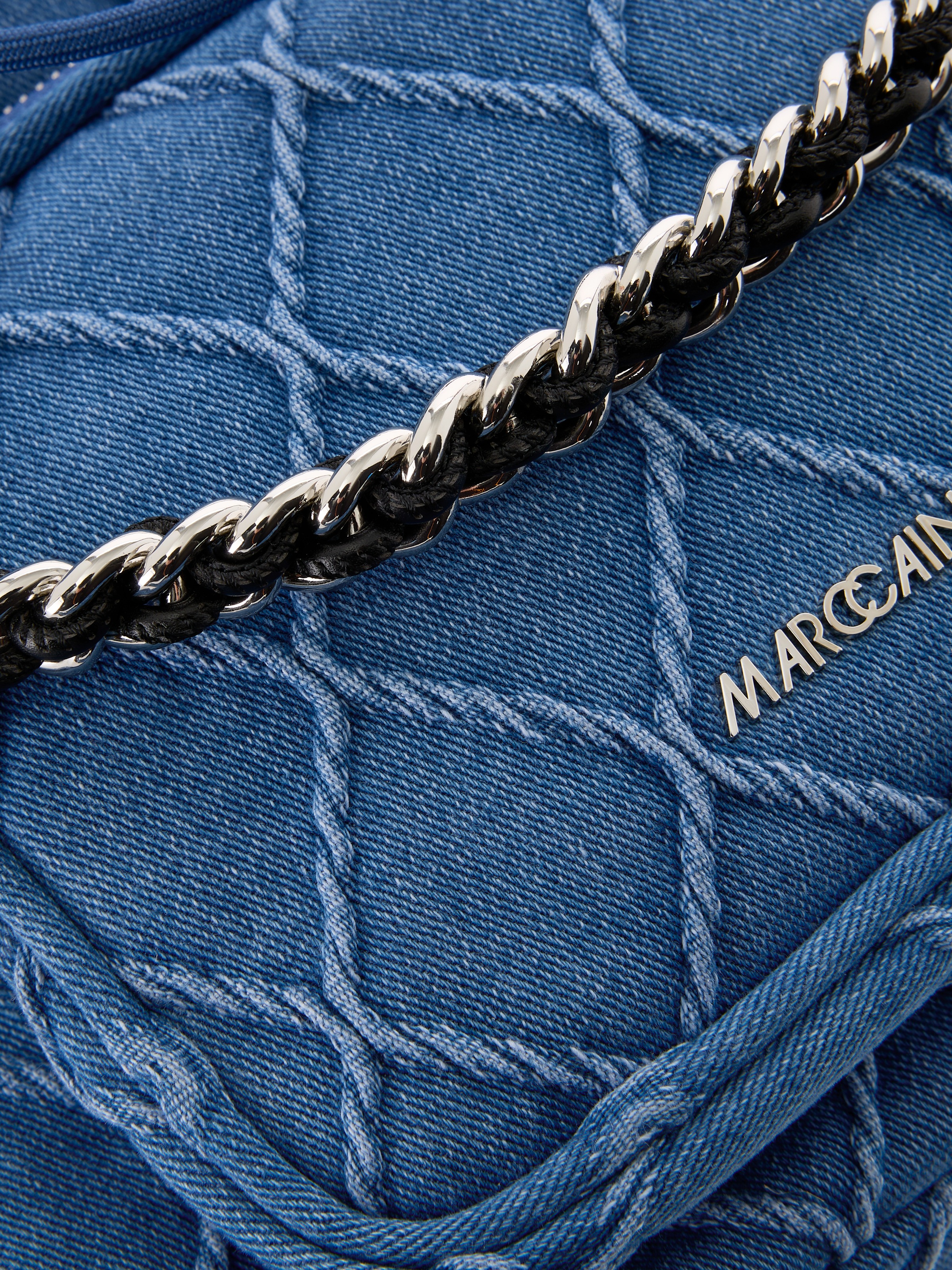 Marc Cain Beuteltasche »Sports Logomania«, Handtasche, Hobo Bag im Jeans-Look mit Ziersteppung
