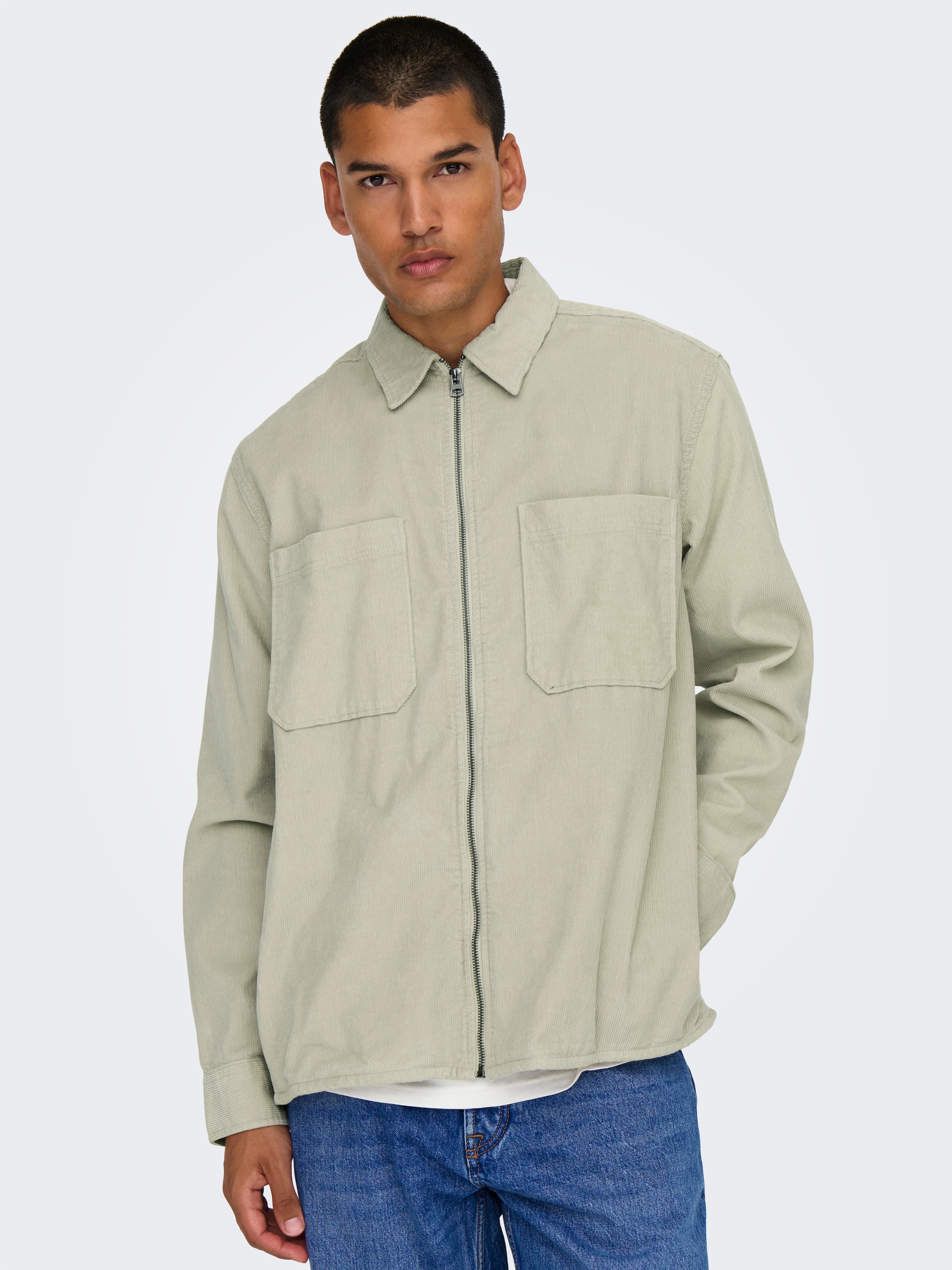 ONLY & SONS Langarmhemd »ONSALP 14W RLX 2PKT WASHD CORD LS ZIP«