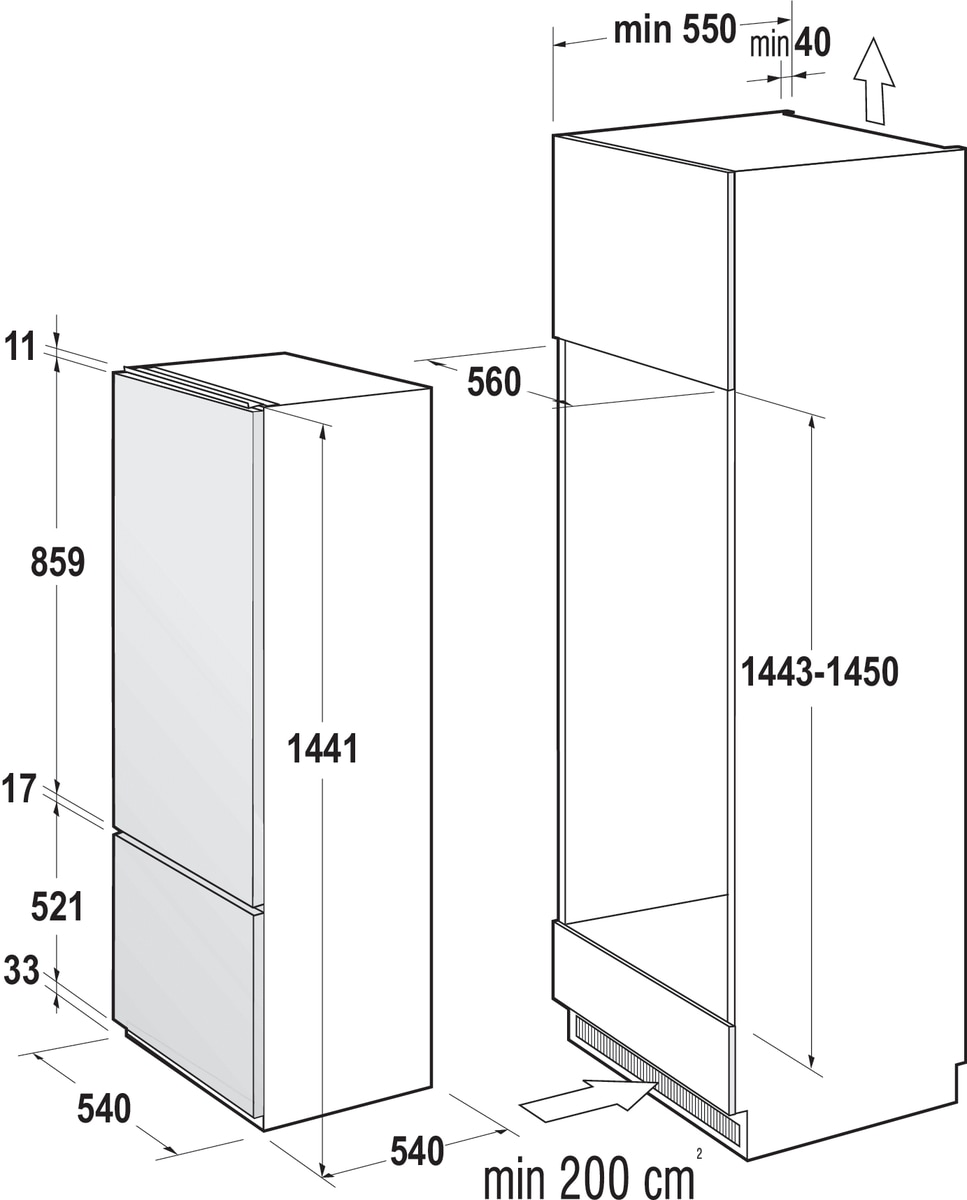 GORENJE Einbaukühlgefrierkombination »RKI 415 EP1«, 212 Liter Volulmen