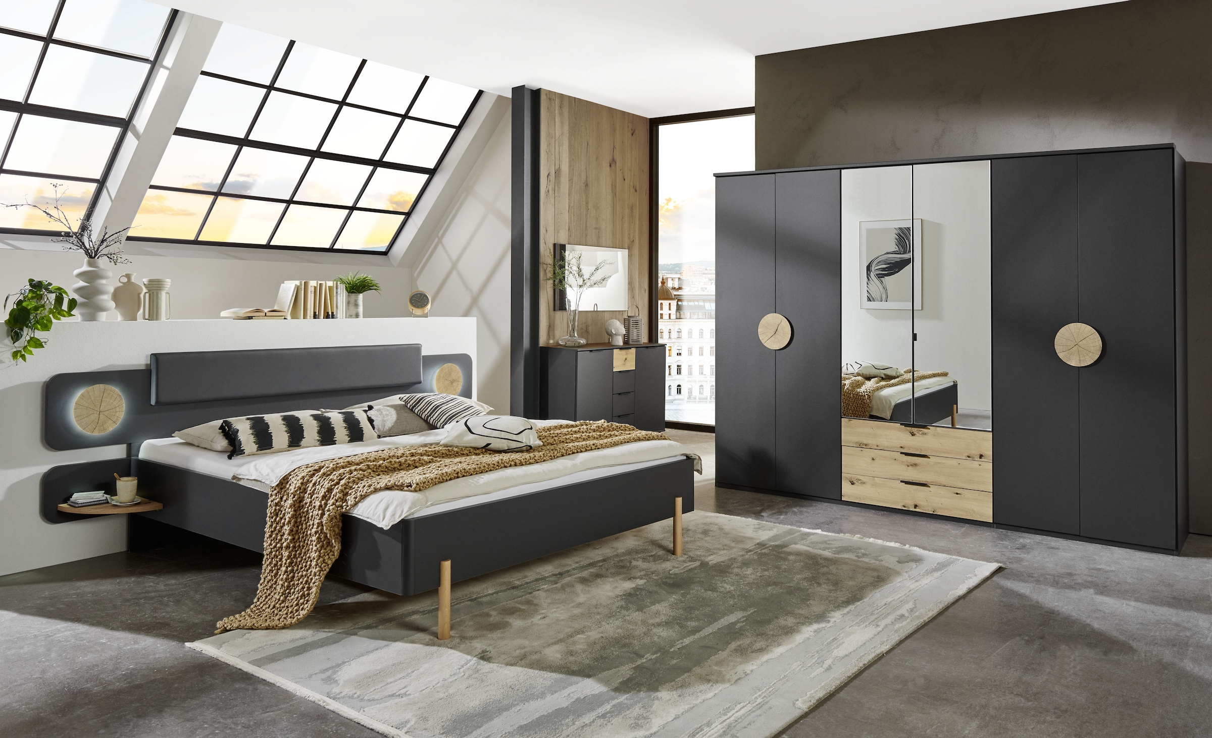 Wimex Drehtürenschrank »Toscana«, Mit attraktiven Griffscheiben in Vollholzoptik, 225 oder 270cm breit