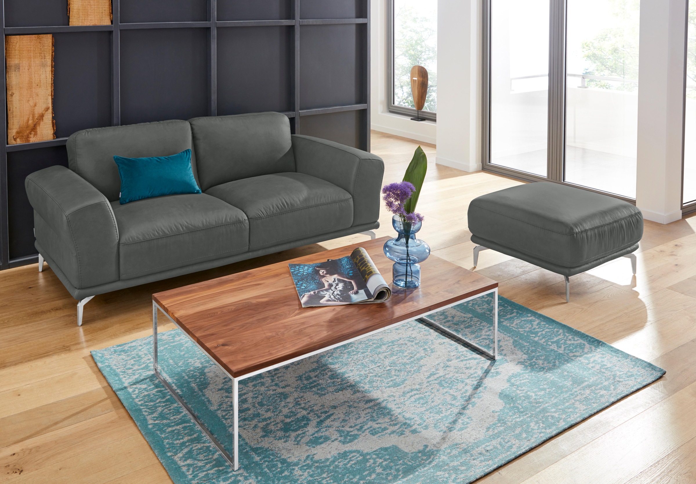 W.SCHILLIG Hocker »montanaa«, mit Metallfüßen in Chrom glänzend, Breite 71 cm