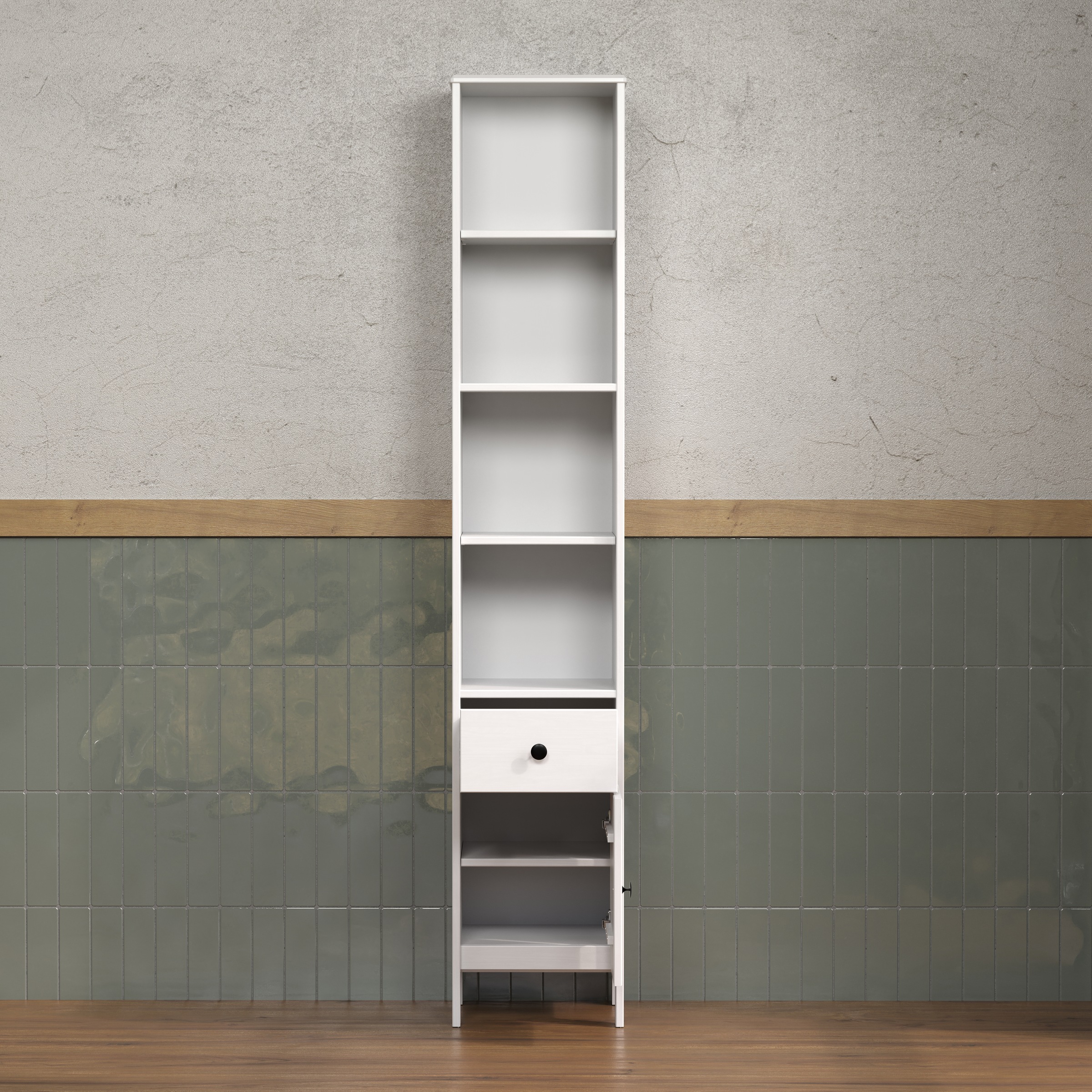 welltime Hochschrank »Kall«, (1 St.), Badschrank aus Kiefer-Massivholz mit Schublade - (B/T/H) 35/33/188 cm