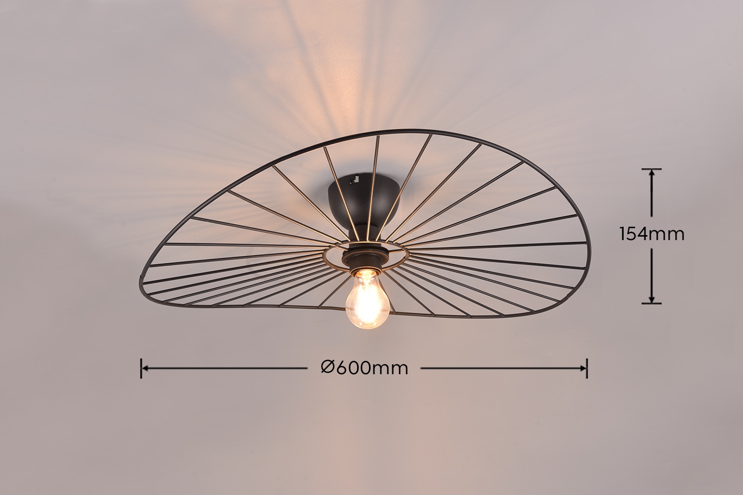 REALITY Leuchten Deckenleuchte »CHAPEAU, Deckenlampe exkl 1xE27 max 40W Ø60cm Schlafzimmer Deckenlampe« E27 1 Stk. warmweiß - kaltweiß Lampenschirm aus filigranen Metallstreben sorgt für Schatten Effekte