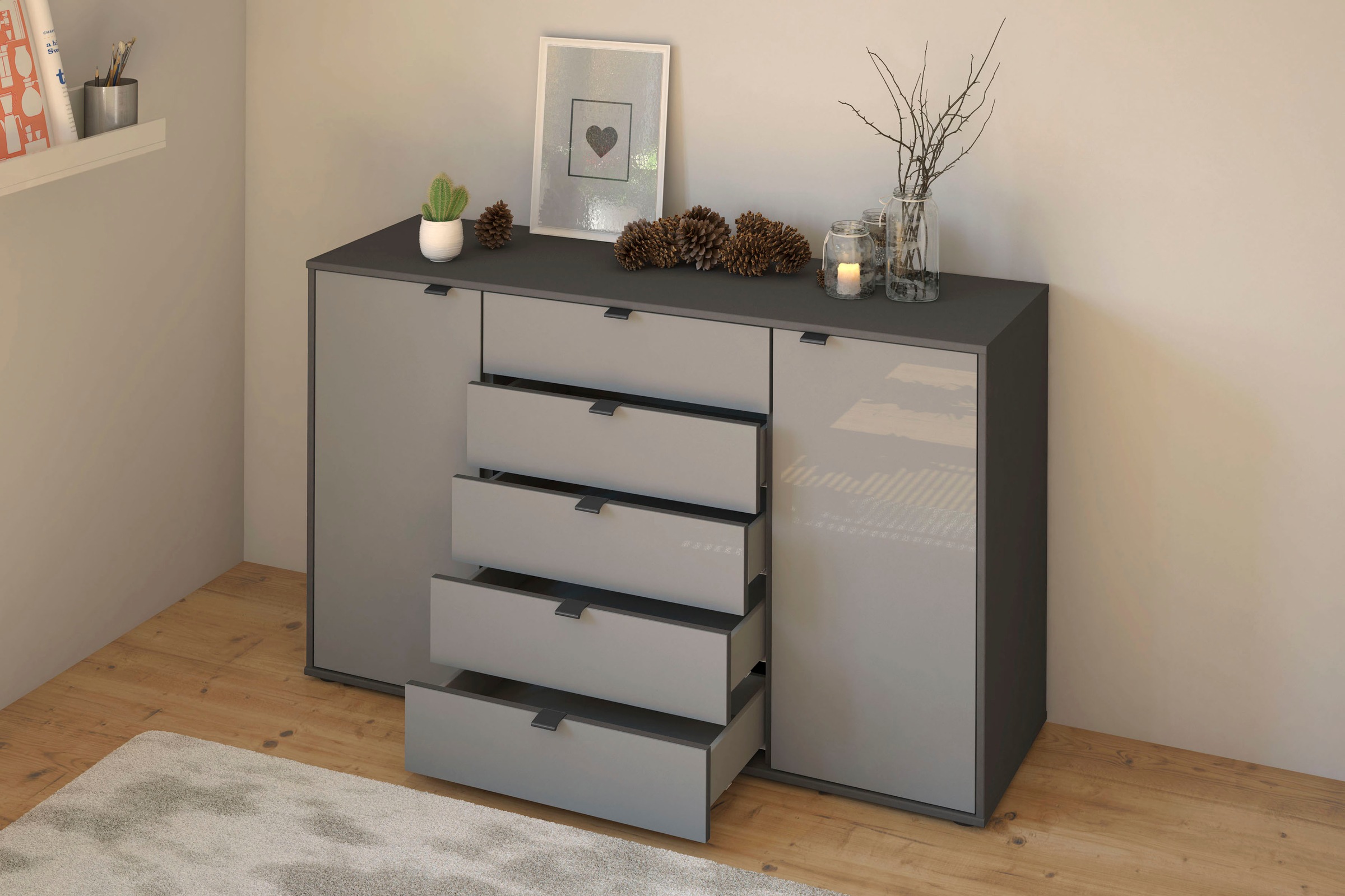WIEMANN Kombikommode »Nizza«, vormontiert, mit Soft-Close und Glasfront