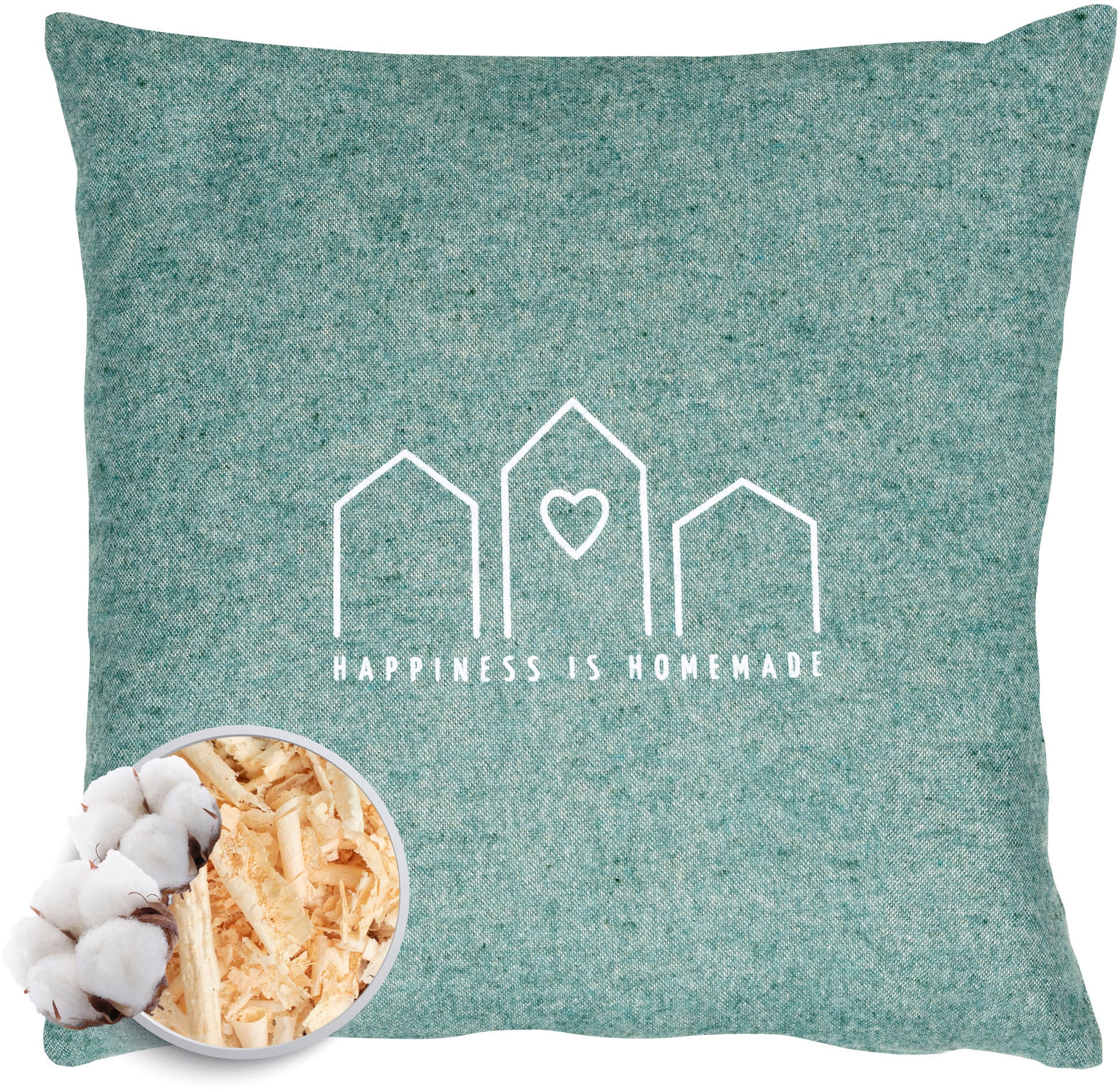 herbalind Zirbenkissen »Happiness is Homemade - Flanell in rot 30x30 mit Reißverschluss«, 100% Baumwolle mit Zirbe Füllung - Handmade in Germany