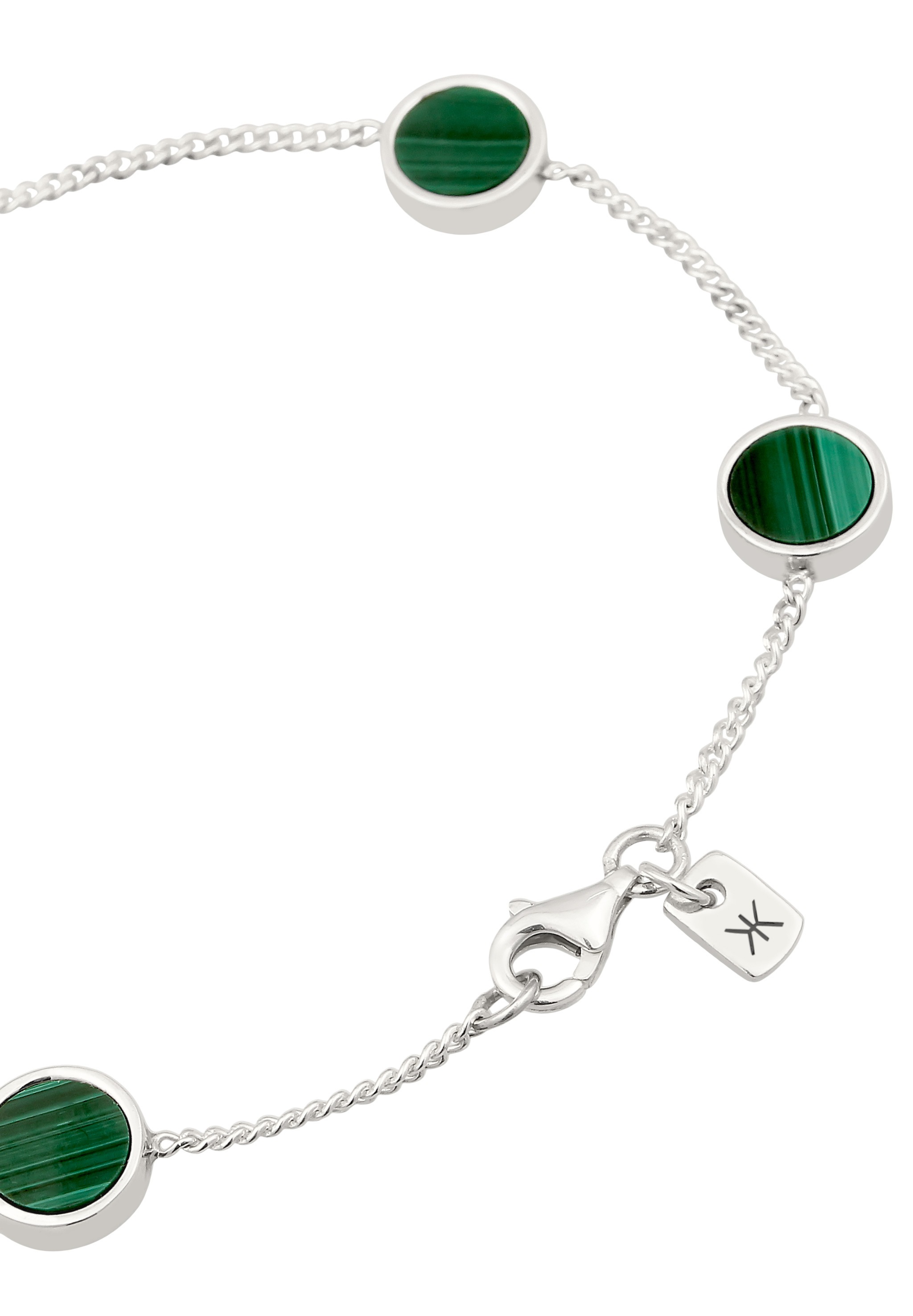 Kuzzoi Armkette »Armband Plättchen Malachit Grün 925 Sterling Silber«