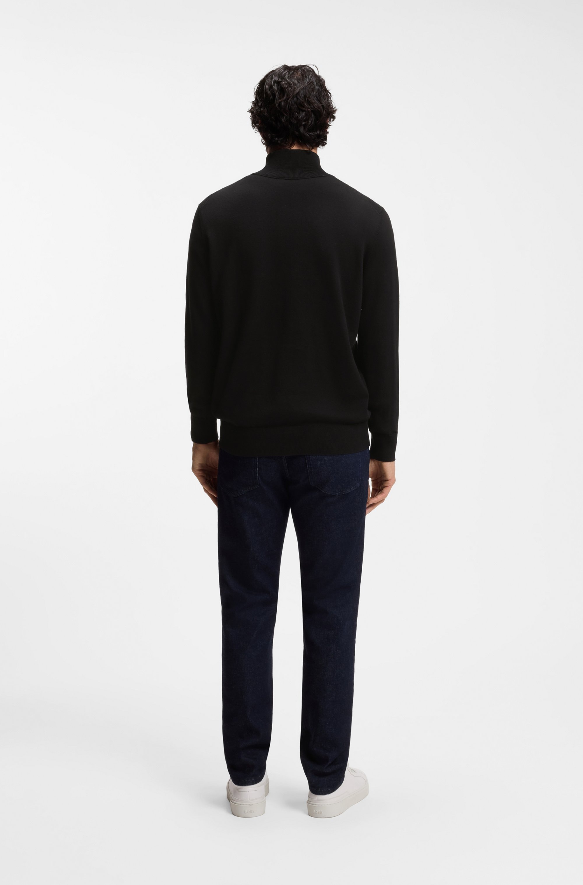 BOSS ORANGE Rollkragenpullover »Kanobix« Regular fit, Stehkragen mit Reißverschluss, Ton-in-Ton Logo