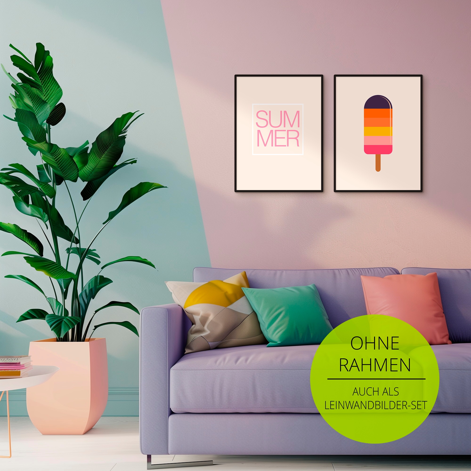OTTO home Wandbild »Summer & Ice« Symbole | Zeichen 2 Stk. tlg. als Poster oder Leinwandbilder Set