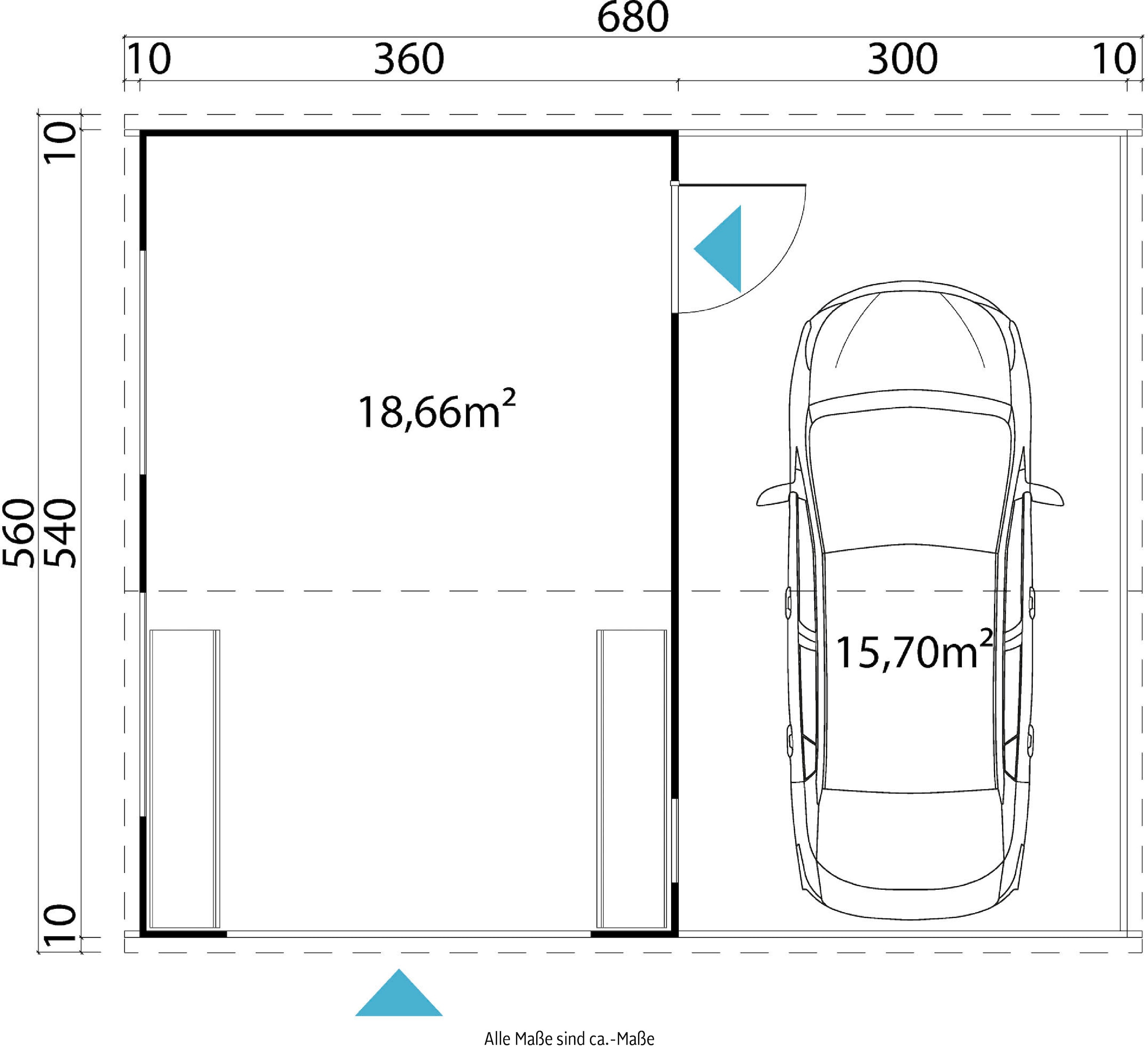 LASITA MAJA Garage »Bahamas«, (Set, Mit zusätzliche Eingang), Garage + Schwingtor