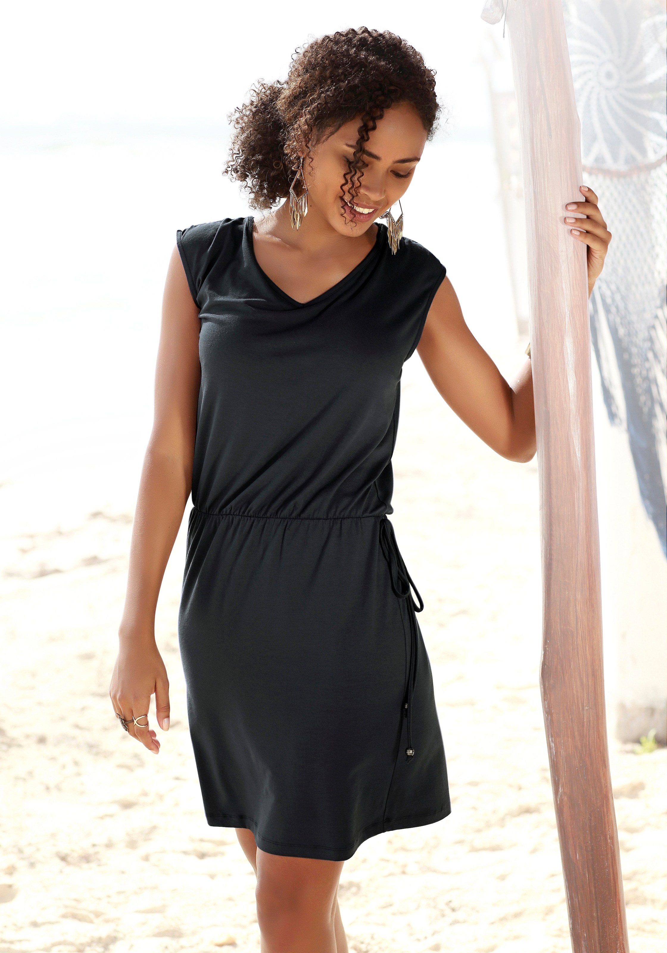 LASCANA Jerseykleid, mit Zierband am Rücken im OTTO Online Shop | Strandkleider