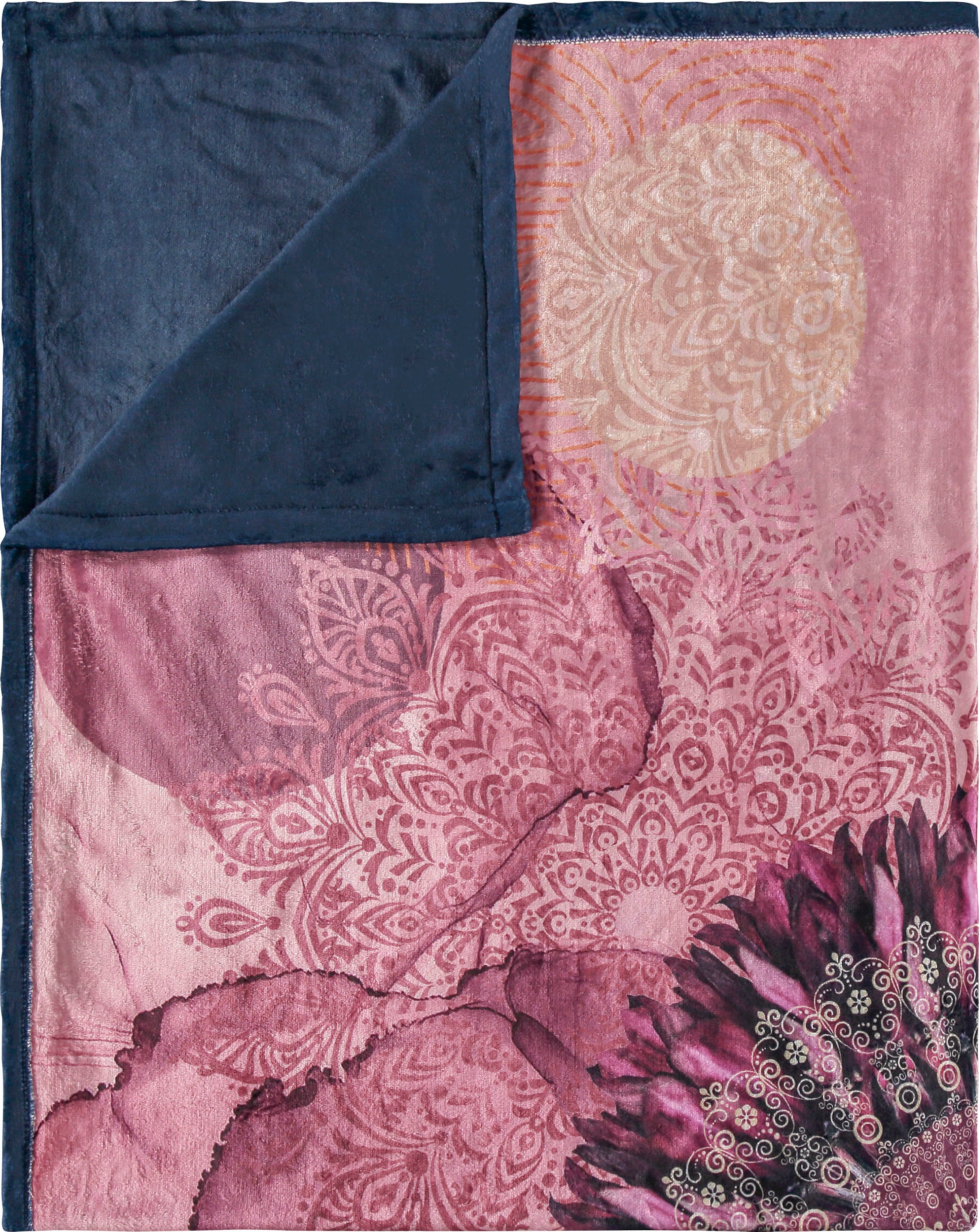 hip Plaid »Zinzi«, Weich, Kuscheldecke, 130x160 cm, Wendeoptik, Mandala, Blumen