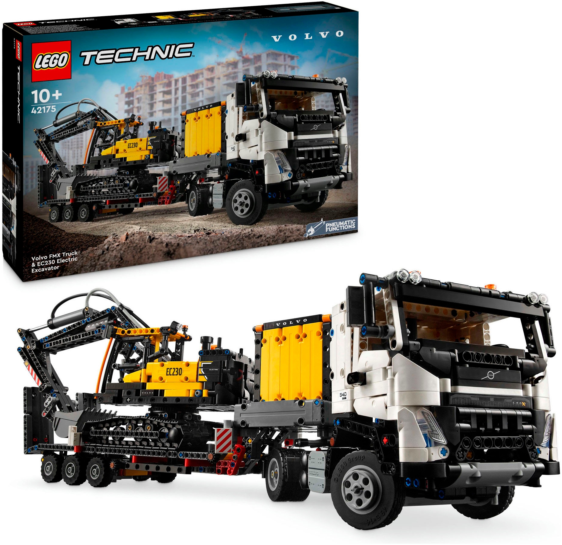 Lego Konstruktionsspielsteine »Volvo FMX LKW mit EC230 Electric Raupenbagger (42175), LEGO Technic« Made in Europe in bunt