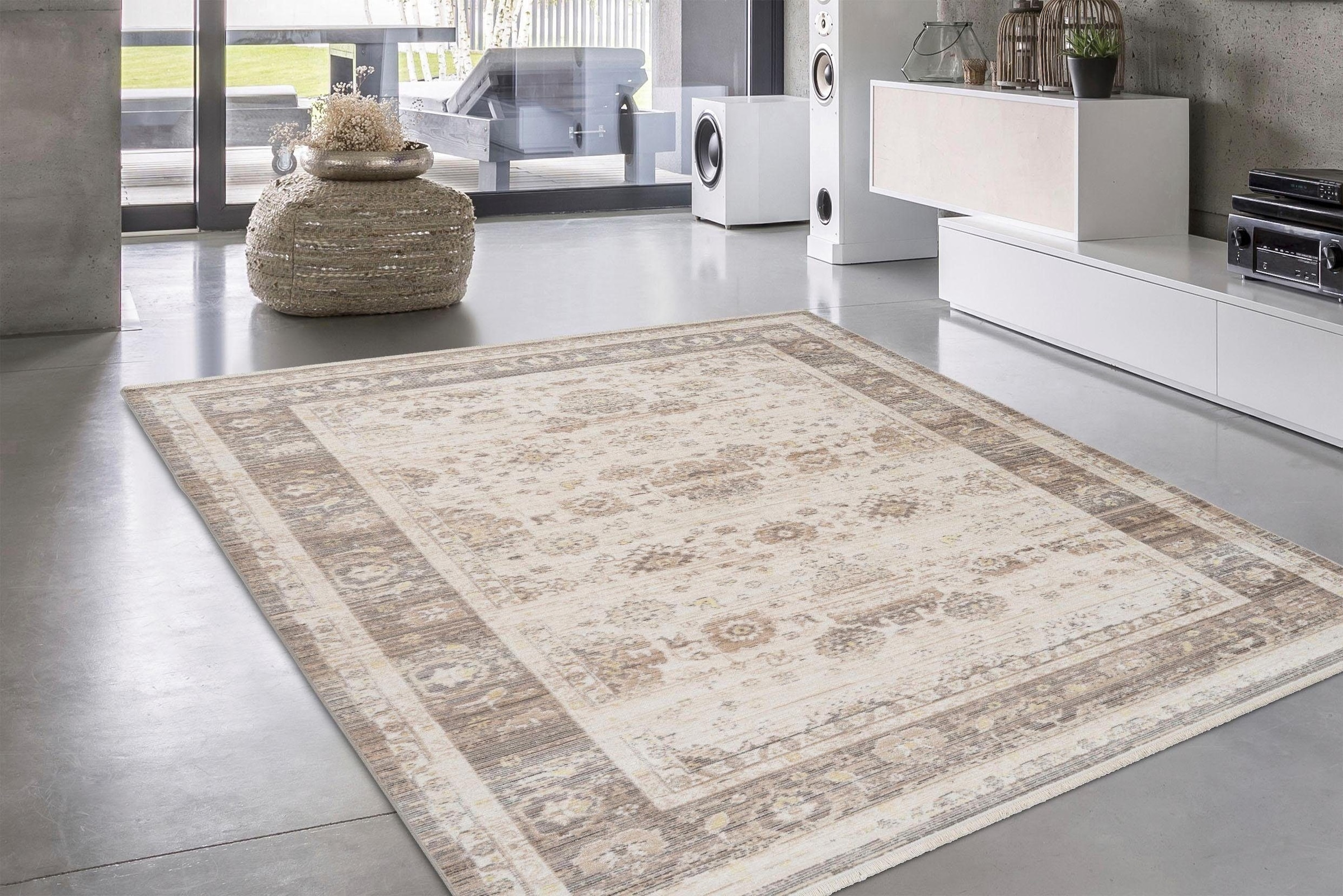 my home Teppich »Merle« rechteckig 5 mm Höhe Mit Fransen, Wohnzimmer