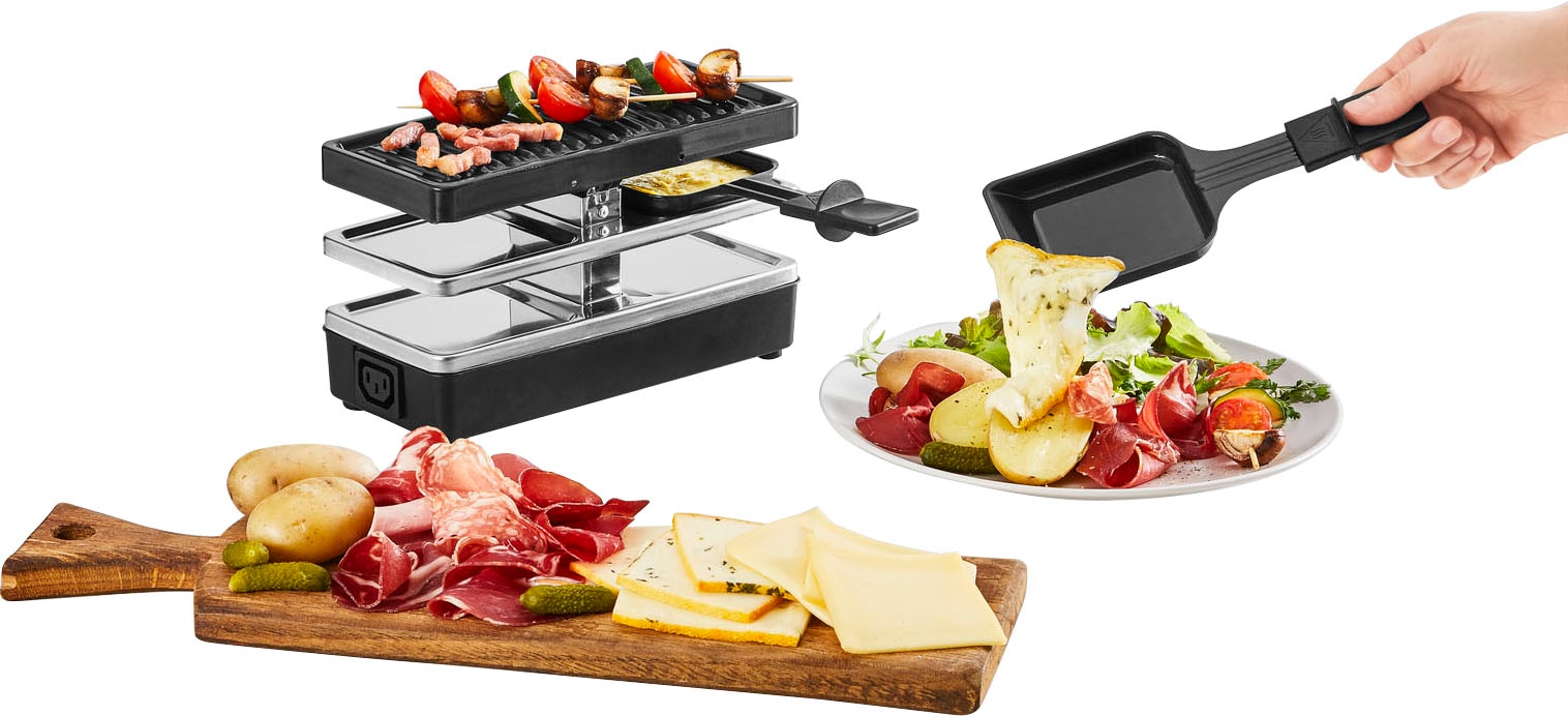 Tefal Raclette »RE2308 Plug & Share«, 2 St. Raclettepfännchen, 400 W, 2 Pfännchen + Grillplatte, erweiterbar auf 5 Geräte, abnehmbare Kabel