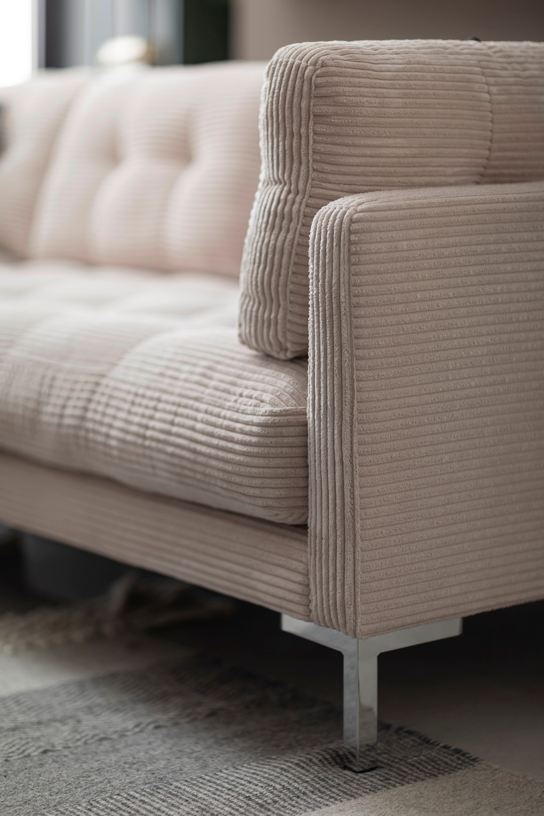 Trends by HG Wohnlandschaft »Landau U-Form«, in Cord-Stoff mit Metallfuß
