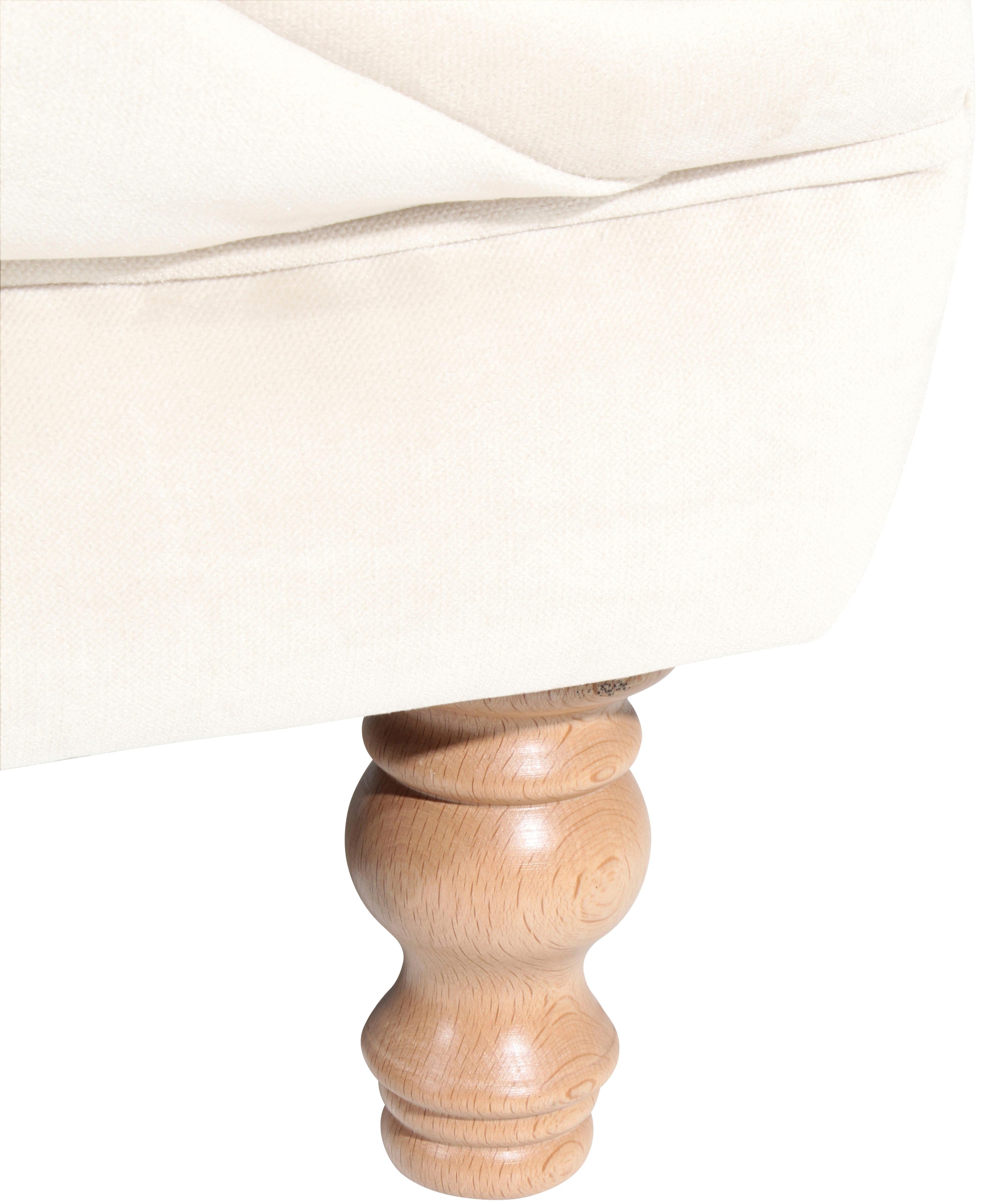 Max Winzer® Chesterfield-Sofa »Isabelle«, mit Knopfheftung & gedrechselten Füßen in Buche natur, Breite 200 cm