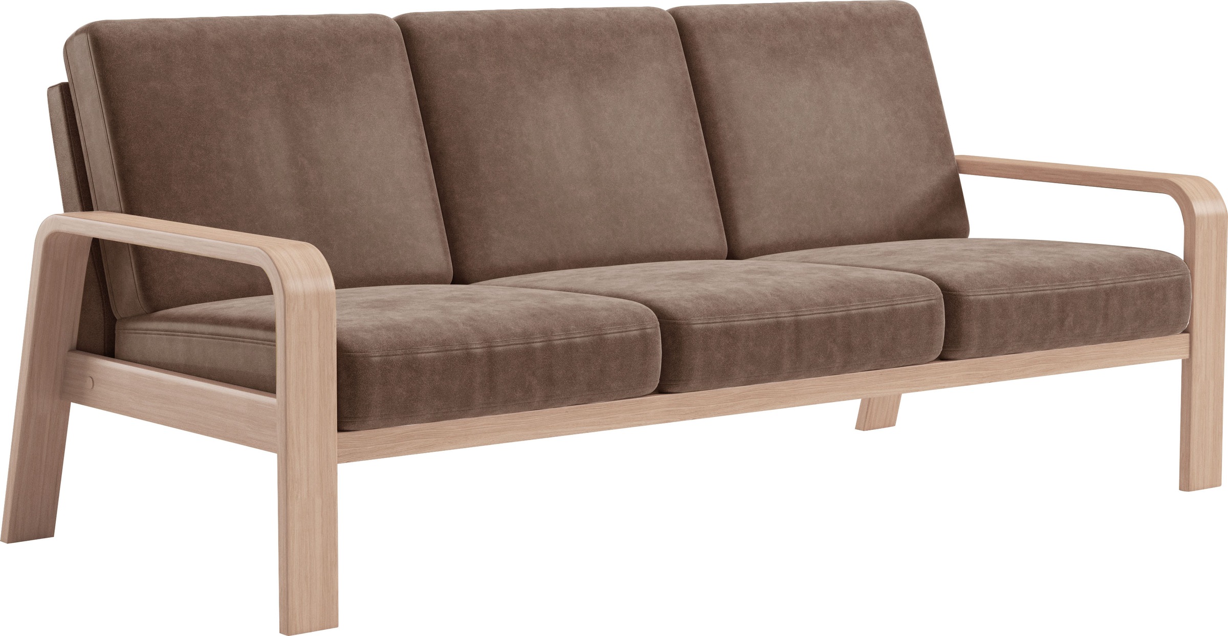 sit&more 3-Sitzer »Kolding«, Armlehnen aus Buchenholz in natur, verschiedene Bezüge und Farben