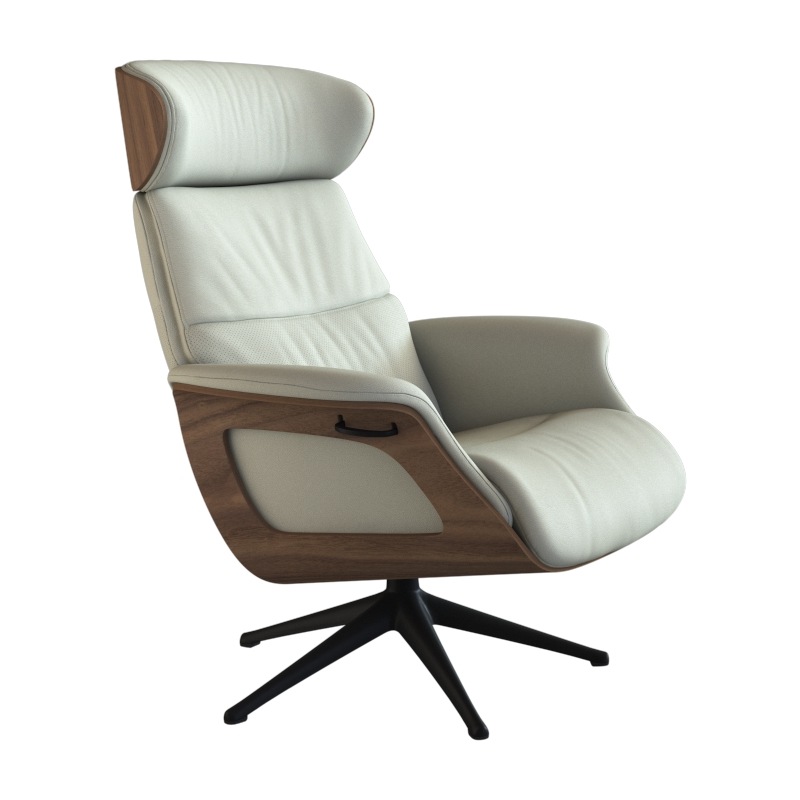 FLEXLUX Relaxsessel »Rücken u. Kopfverstellung, ergonomisch, Airchannels, klasse Komfort«, Rücken- & Kopfteilverstellung, Drehbar, Armlehne Walnuss, Fuß Schwarz