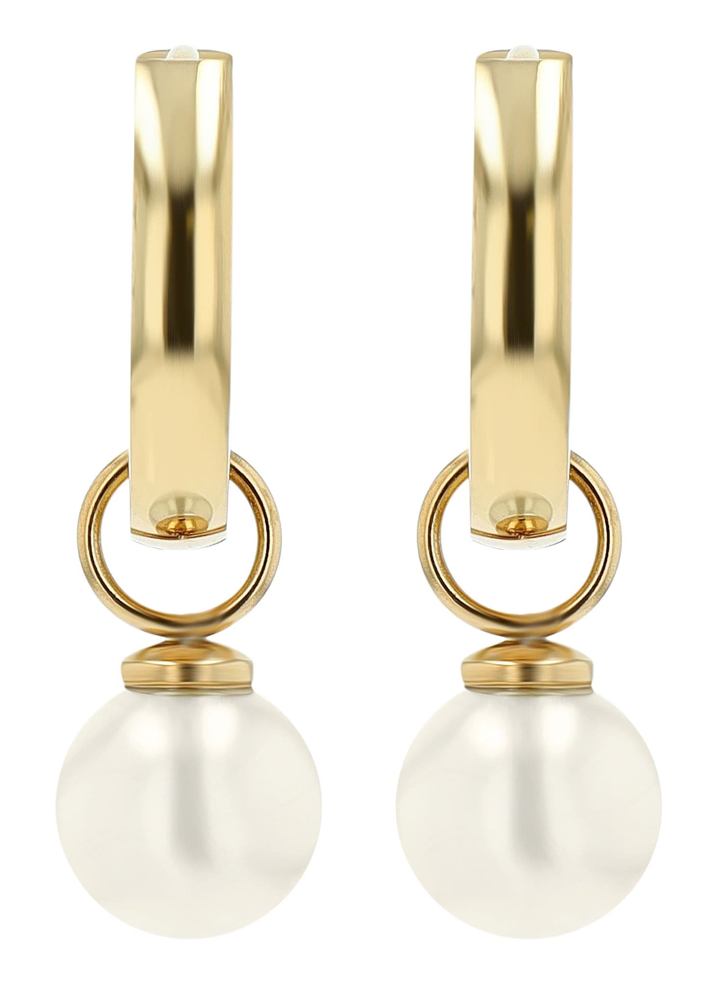 Adelia´s Paar Creolen »Damen Ohrringe ¿ Klappcreole aus Edelstahl mit Perle«