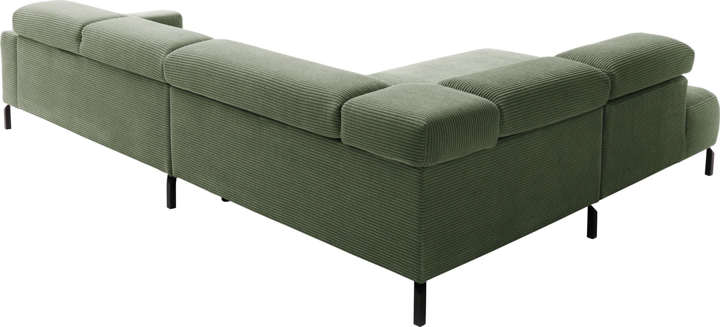 Places of Style Ecksofa »Antonelli, L-Form, inkl. Kopfteilverstellung, Breite 312 cm«, mit elektrischer Sitztiefenverstellung, in Cord, oliv