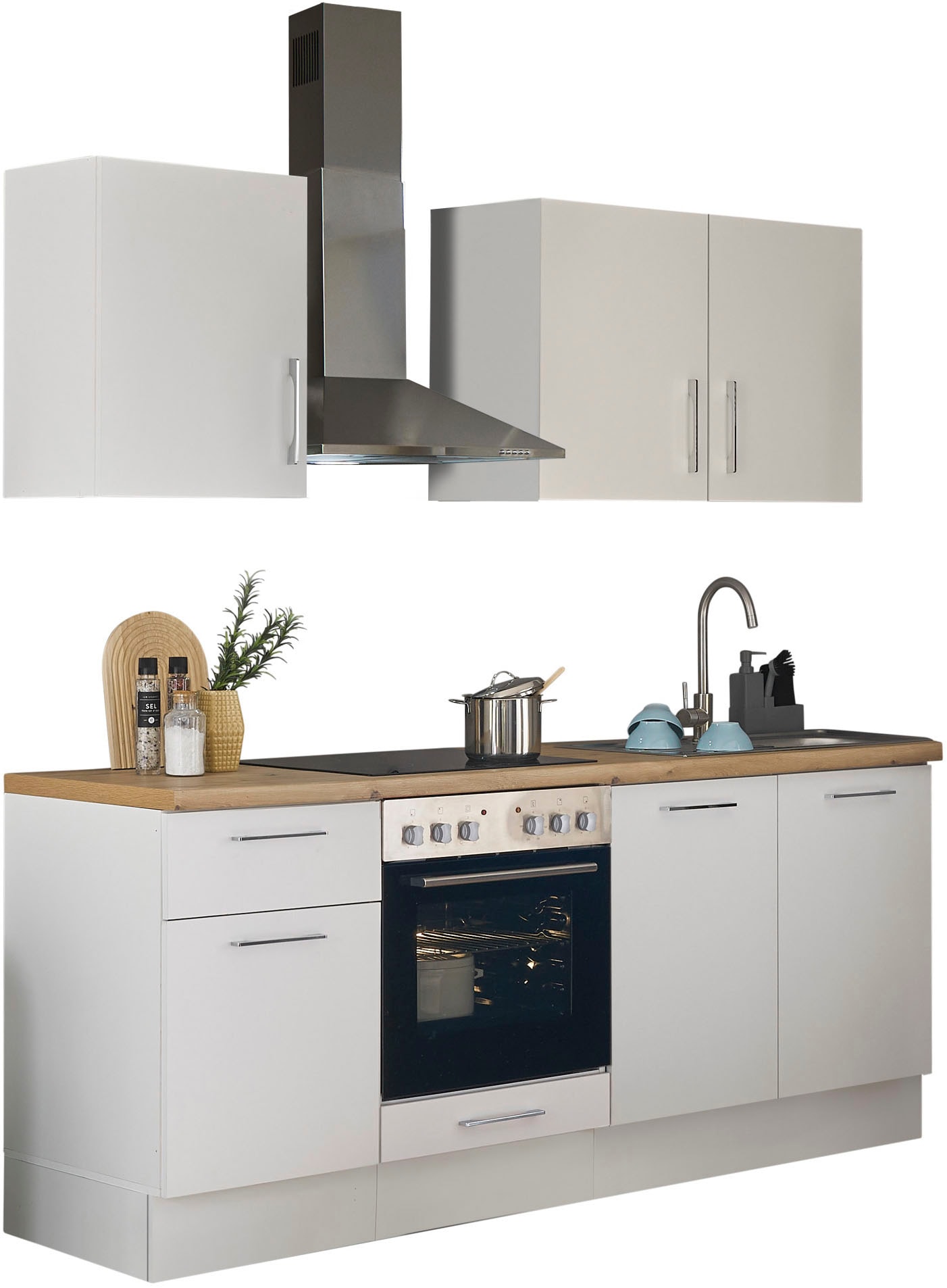 BASIC by Balculina Küchenzeile »Turin« Breite 210 cm, wahlweise mit E-Geräten