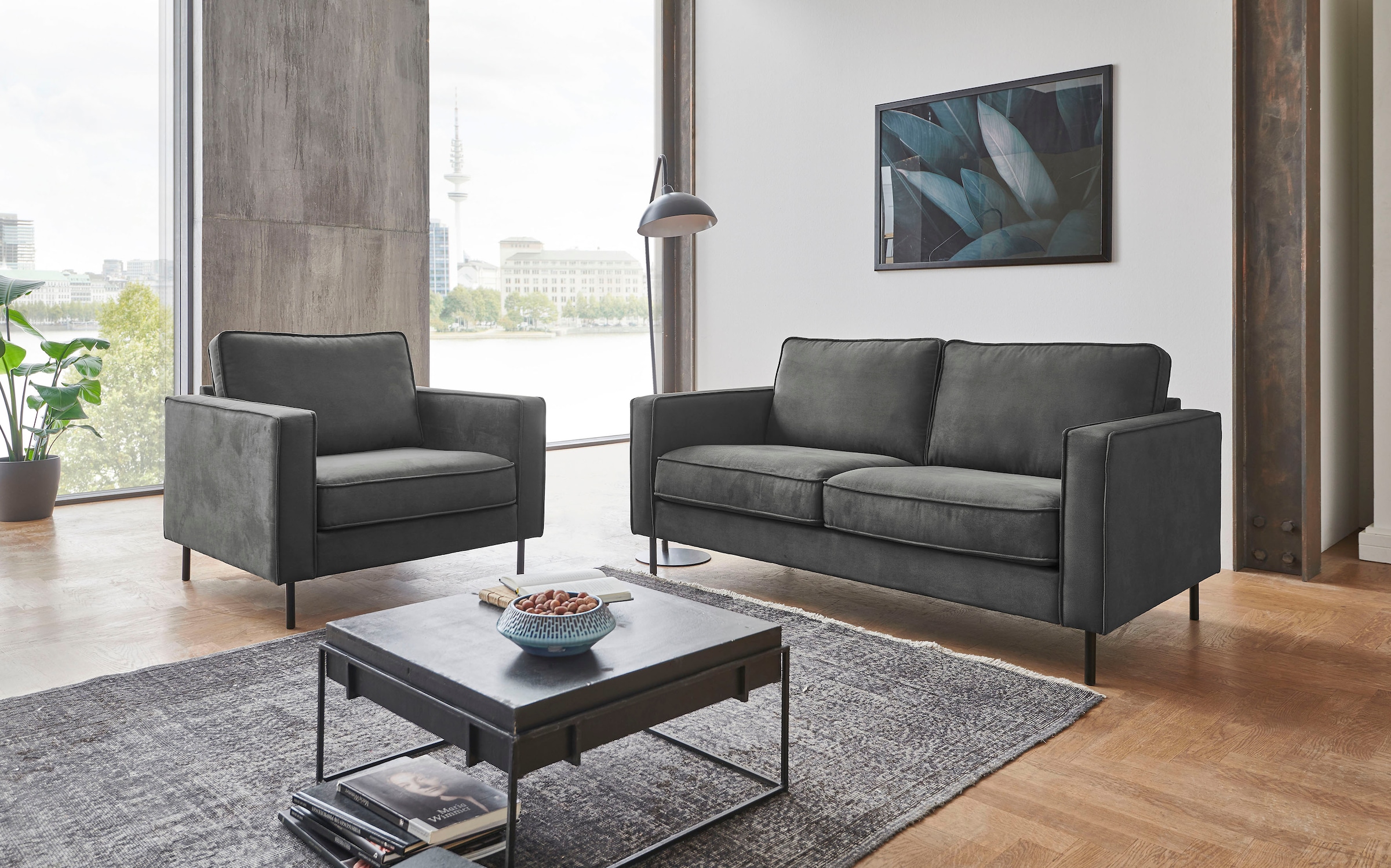 ATLANTIC home collection Sessel »Weston«, im skandinavischem Stil, mit Wellenunterfederung
